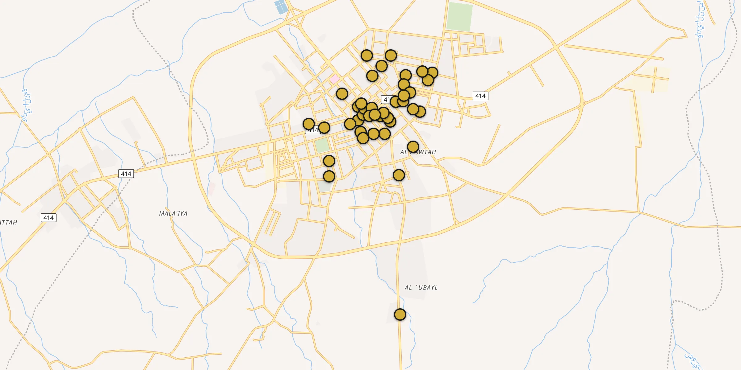 Plan des mosquées à Ar Rass : cliquez sur un point pour voir la fiche