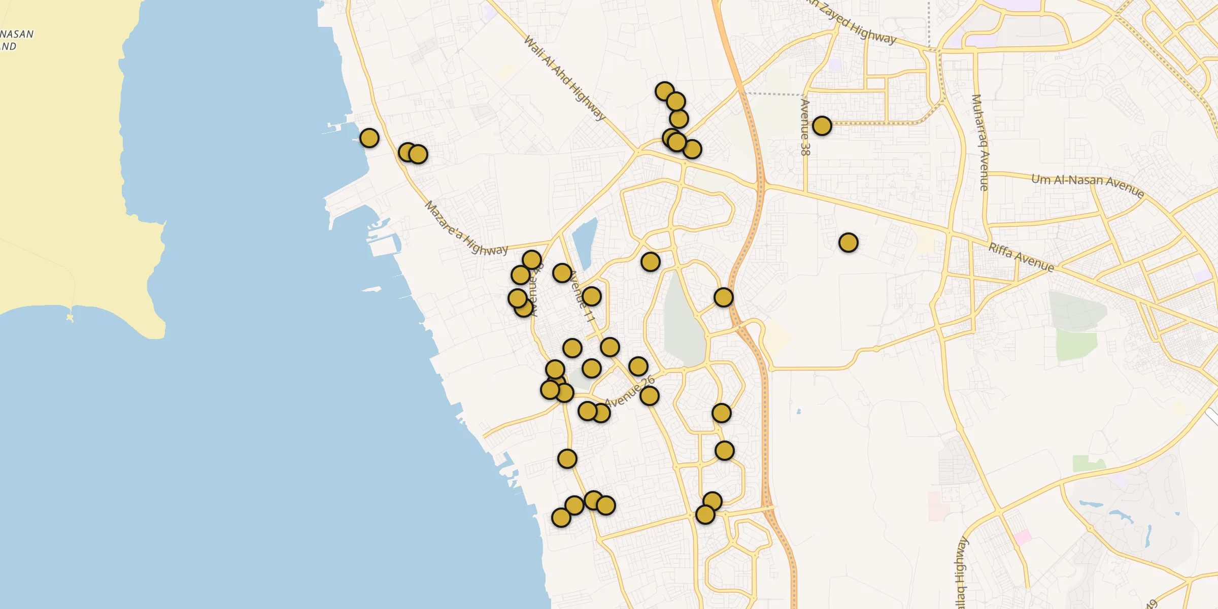 Carte des mosquées à Hamad Town