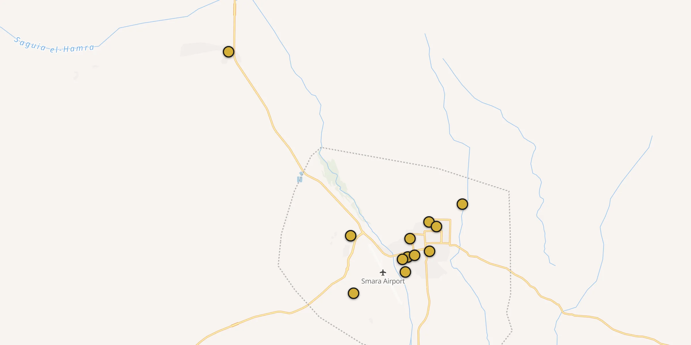Plan des mosquées à Smara : cliquez sur un point pour voir la fiche