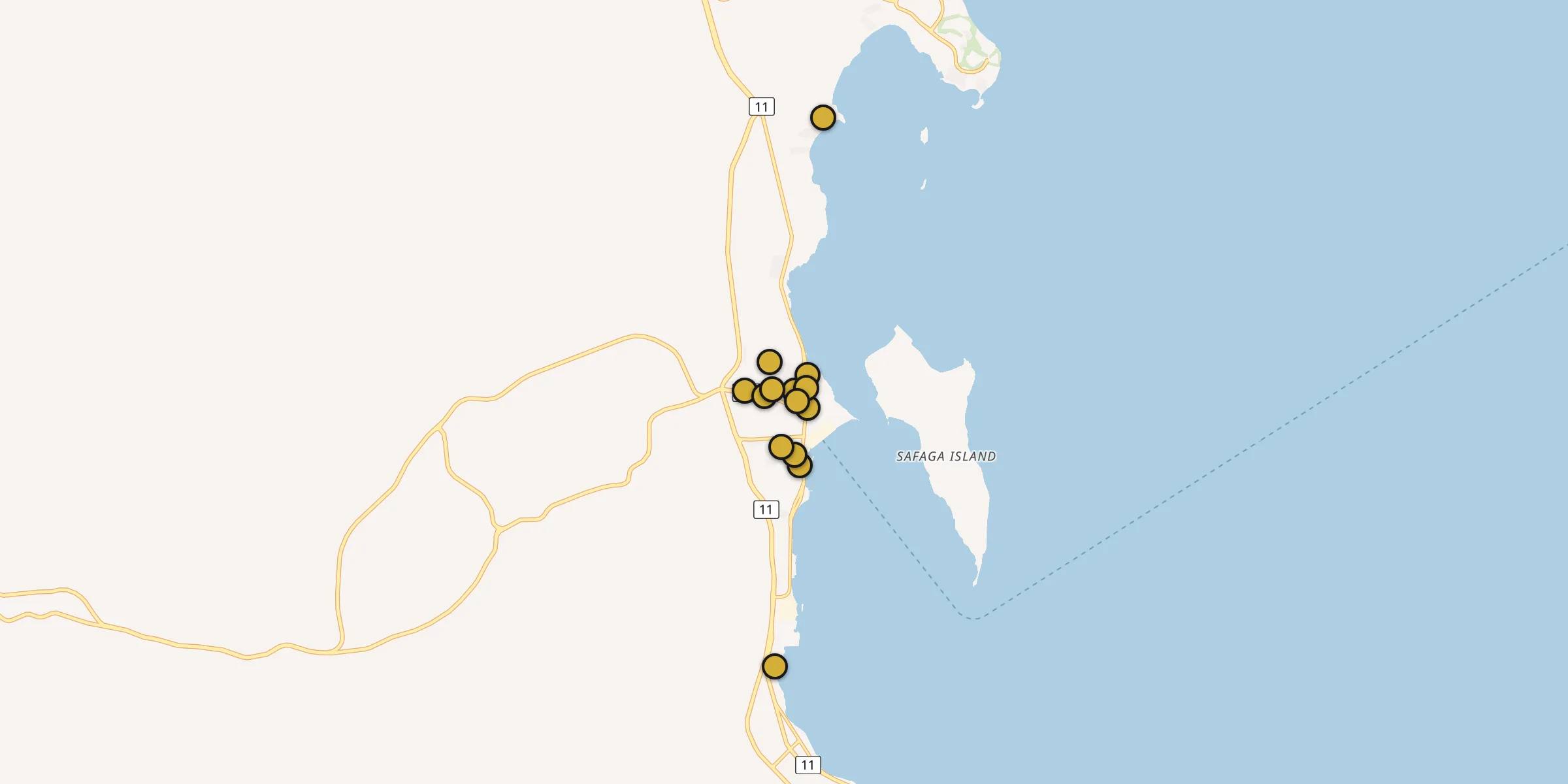 Plan des mosquées à Port Safaga : cliquez sur un point pour voir la fiche