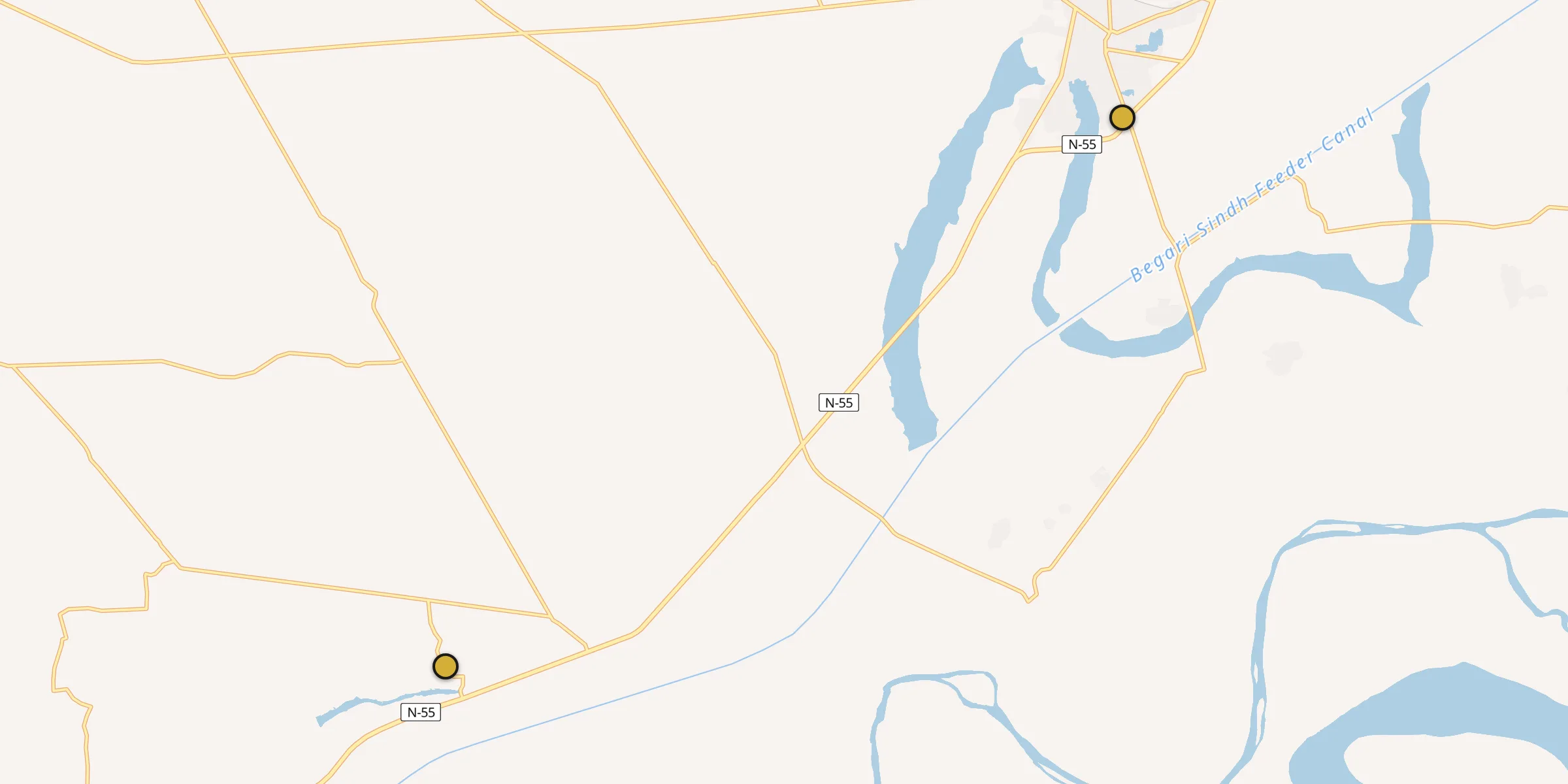 Plan des mosquées à Kandhkot : cliquez sur un point pour voir la fiche