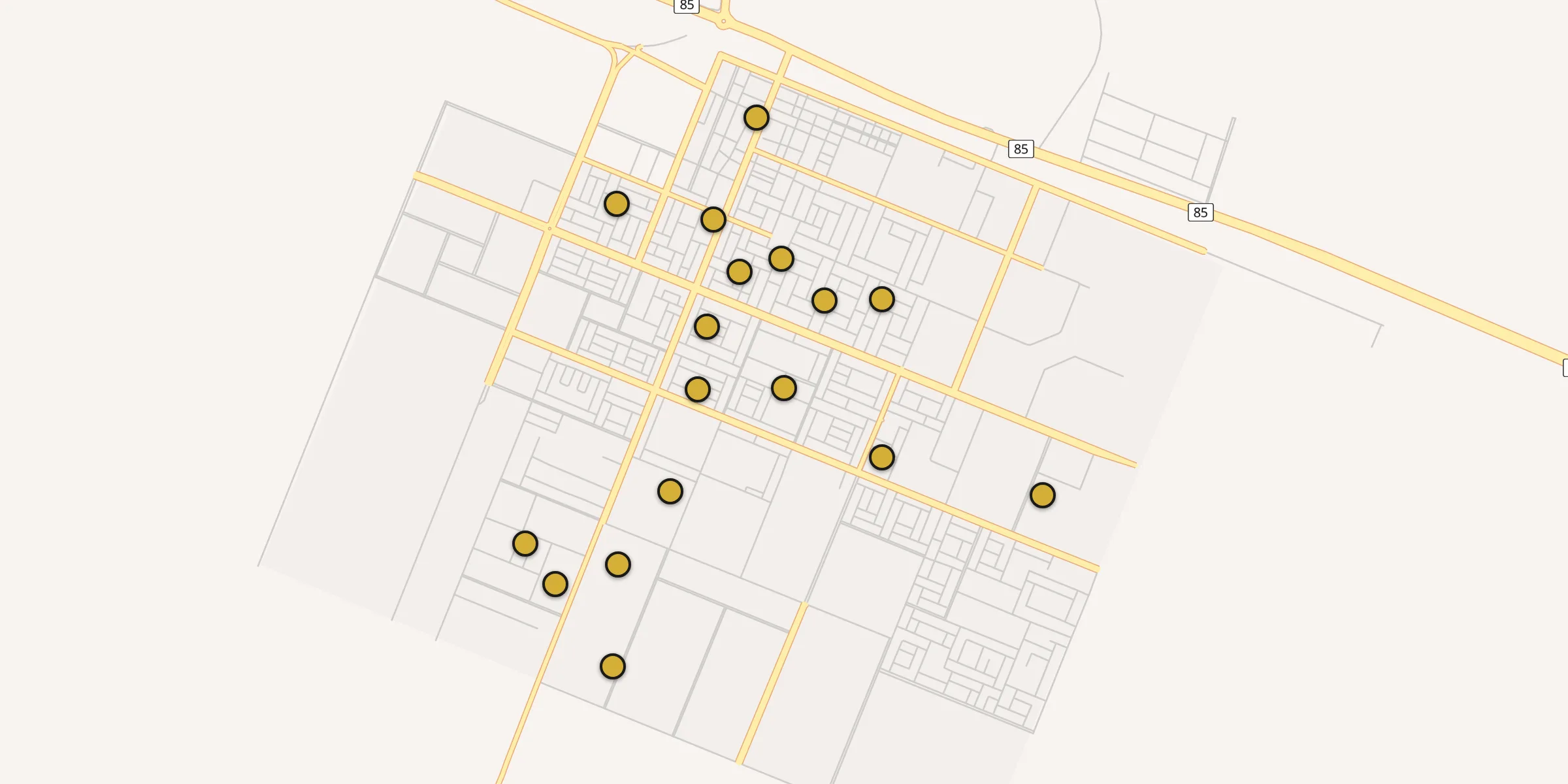 Plan des mosquées à Qaisumah : cliquez sur un point pour voir la fiche