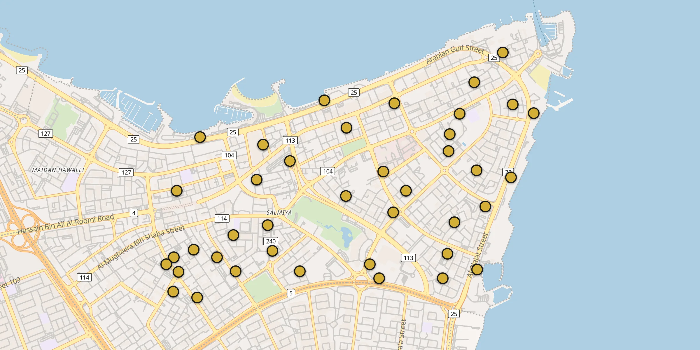 Carte des mosquées à As Sālimīyah