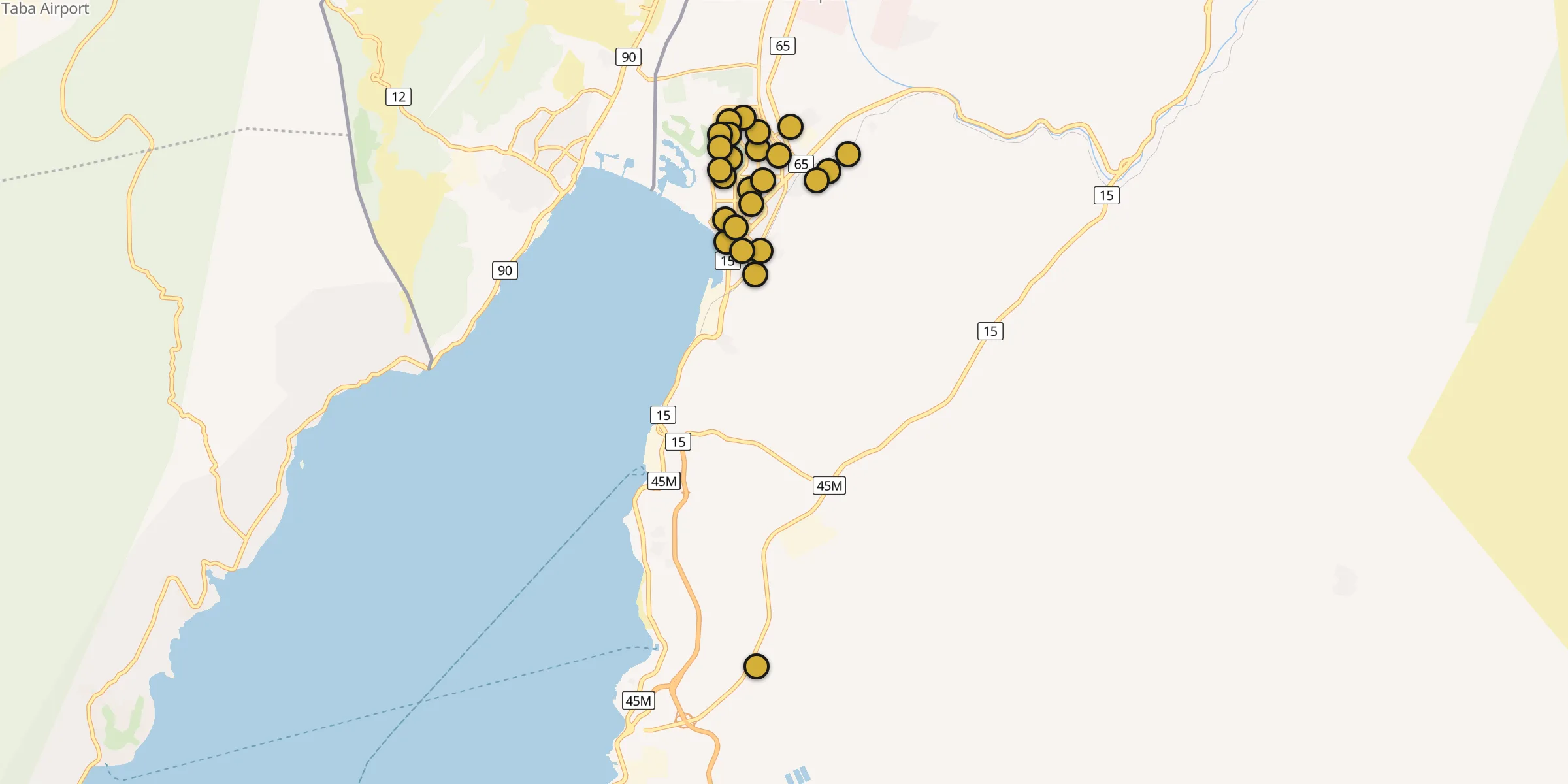Plan des mosquées à Aqaba : cliquez sur un point pour voir la fiche
