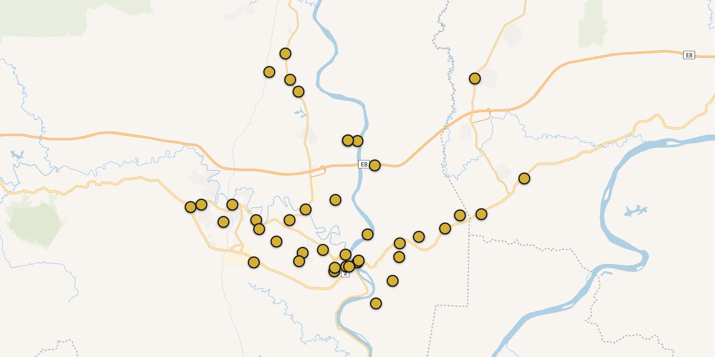 Plan des mosquées à Temerluh : cliquez sur un point pour voir la fiche
