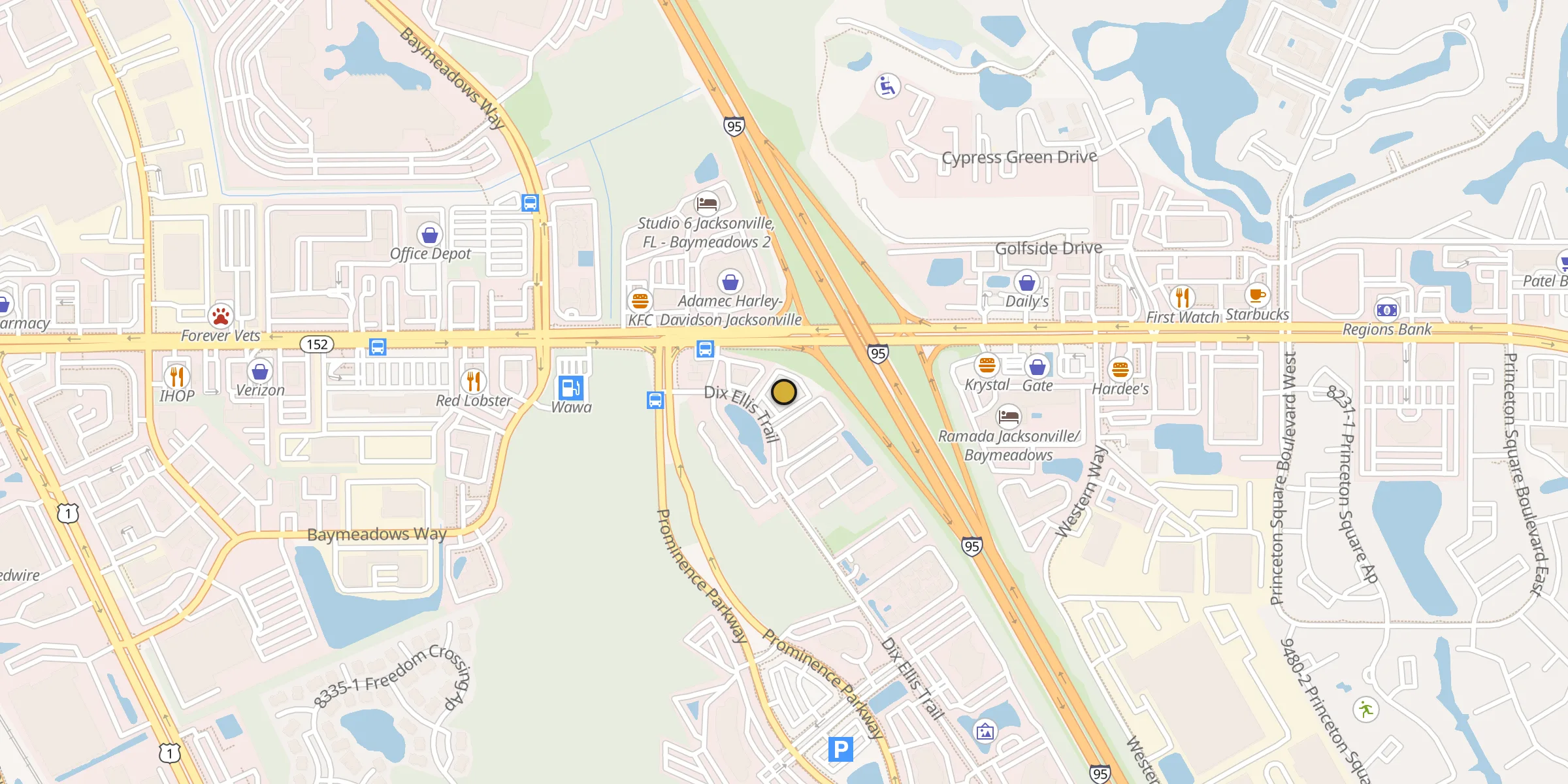 Plan des mosquées à Jacksonville : cliquez sur un point pour voir la fiche