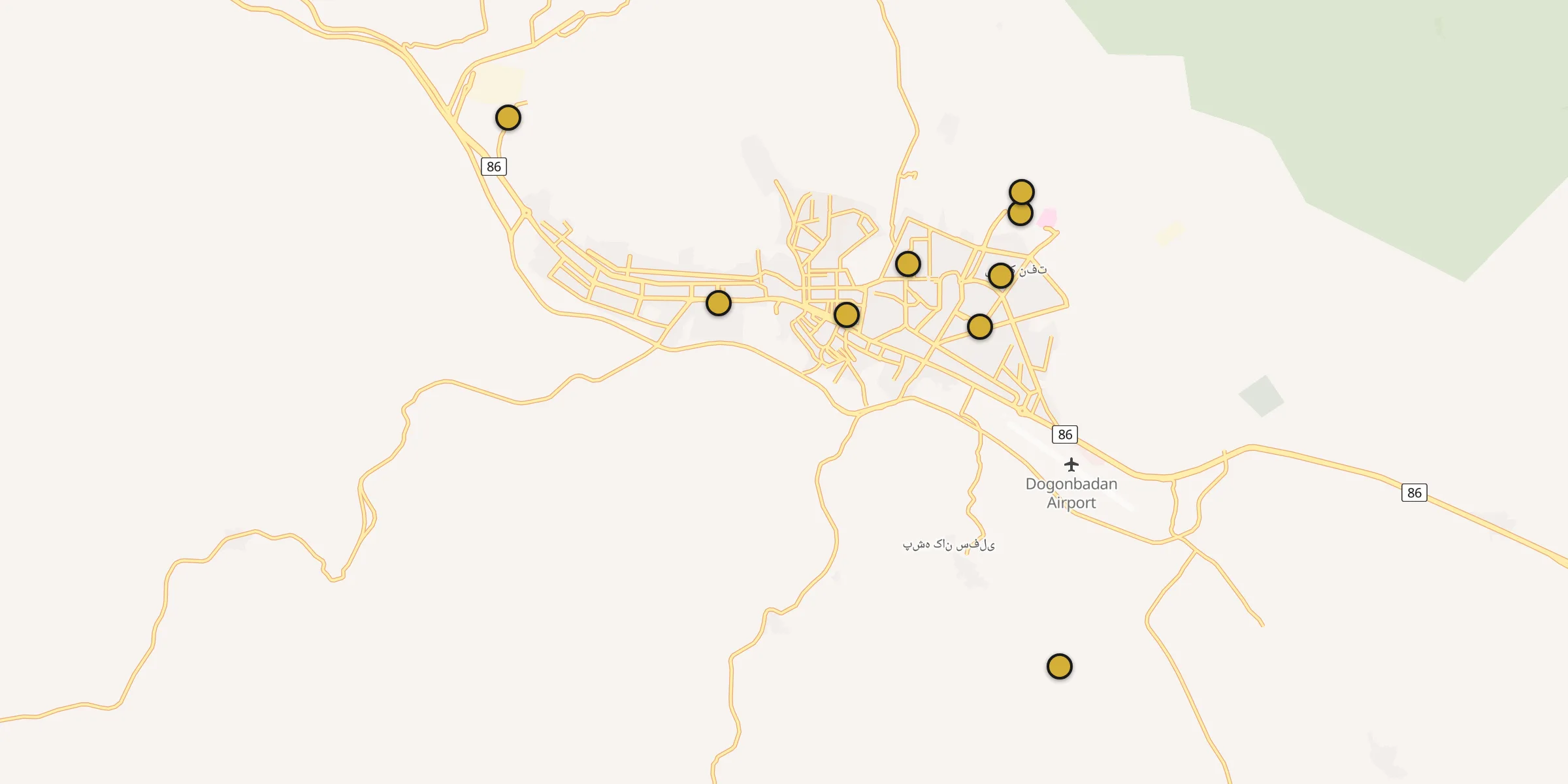 Plan des mosquées à Dogonbadan : cliquez sur un point pour voir la fiche