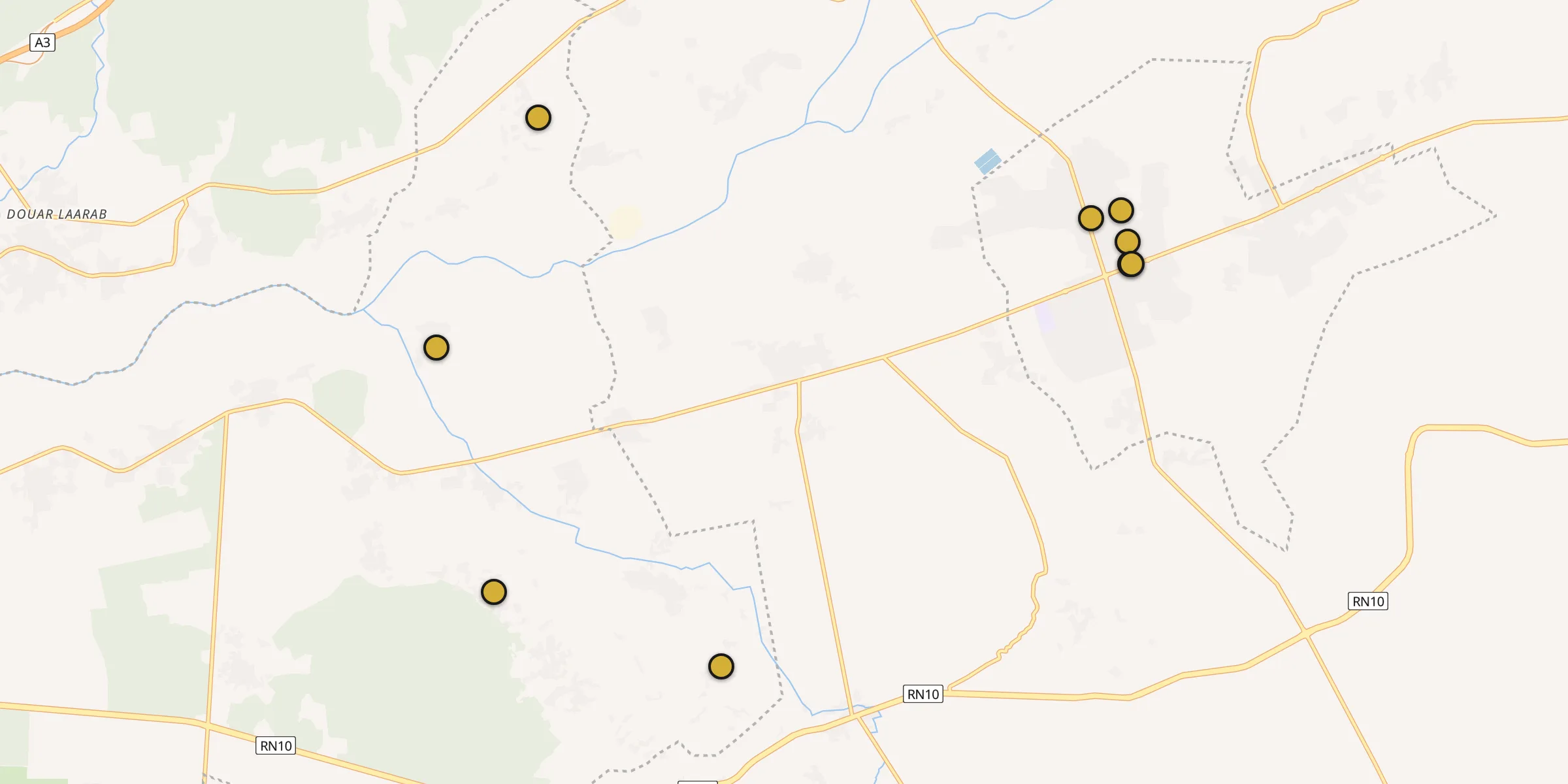 Plan des mosquées à Oulad Teïma : cliquez sur un point pour voir la fiche