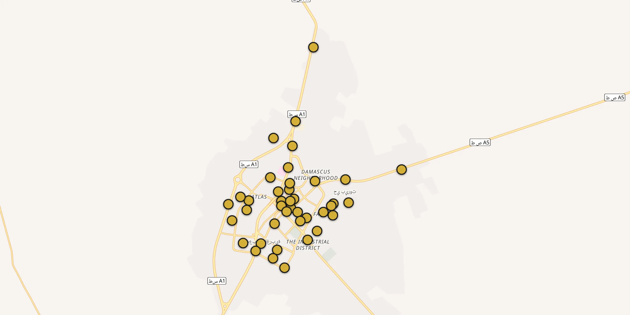 Plan des mosquées à Ajdabiya : cliquez sur un point pour voir la fiche