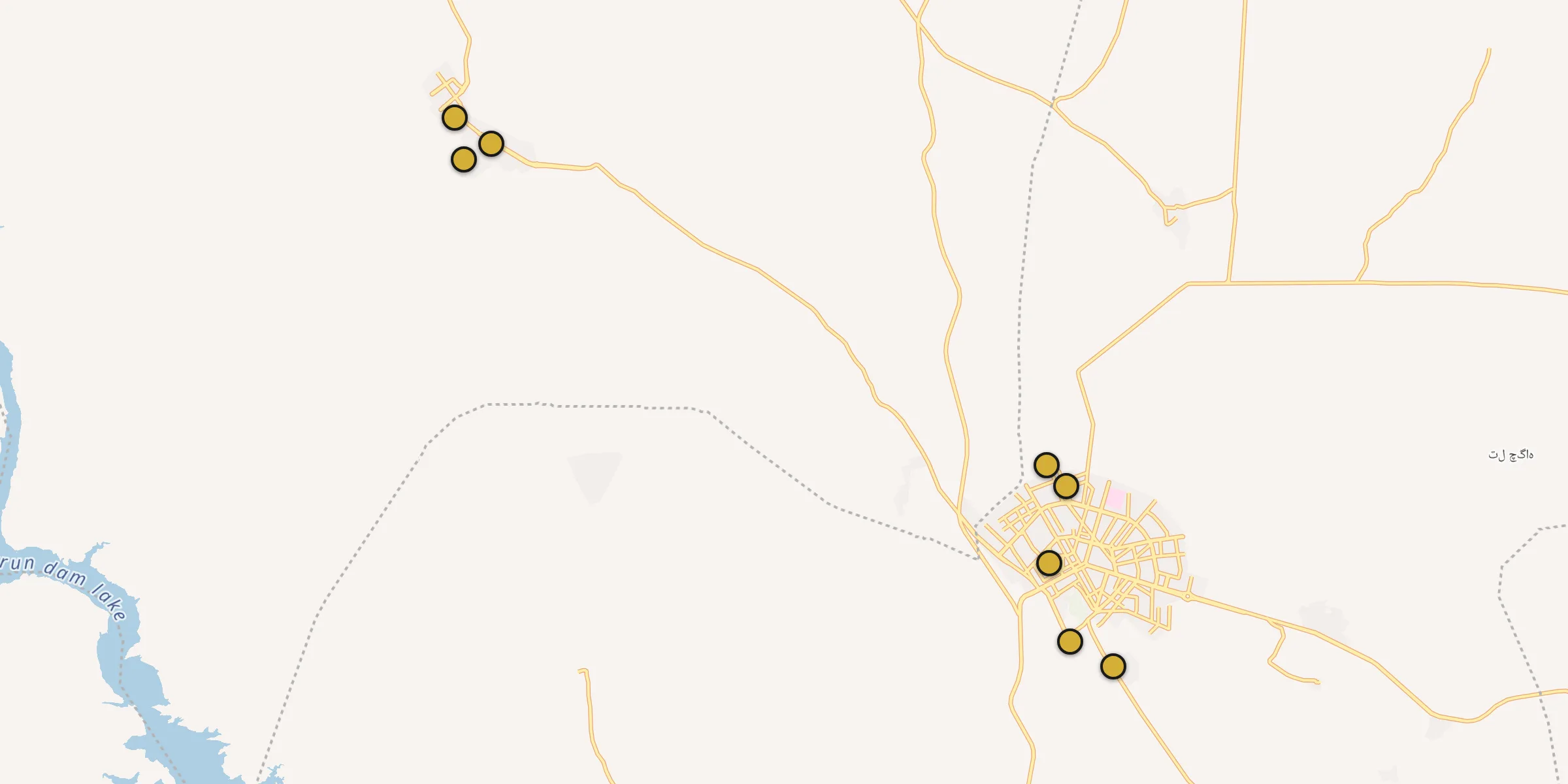Plan des mosquées à Dehdasht : cliquez sur un point pour voir la fiche
