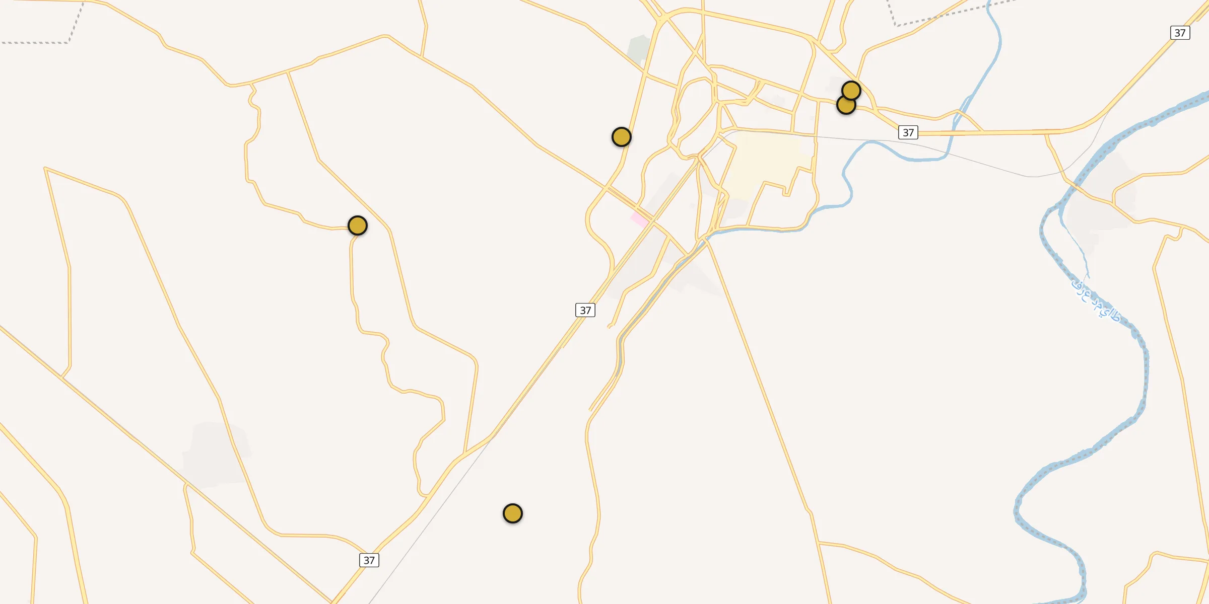 Plan des mosquées à Al Maḩallah al Kubrá : cliquez sur un point pour voir la fiche