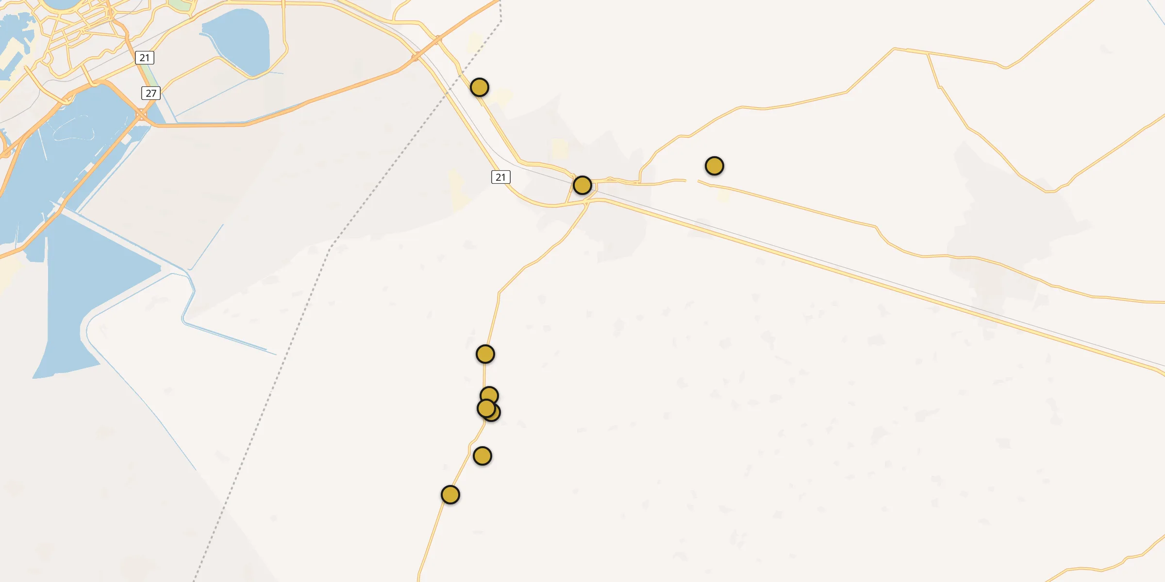 Plan des mosquées à Kafr ad Dawwār : cliquez sur un point pour voir la fiche