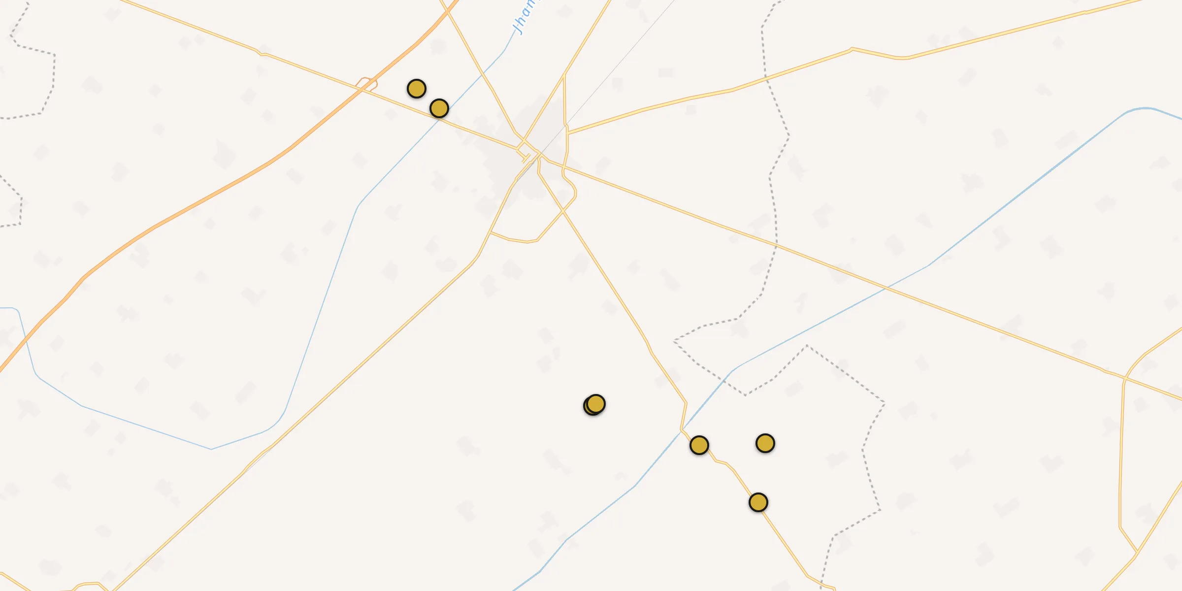 Plan des mosquées à Gojra : cliquez sur un point pour voir la fiche