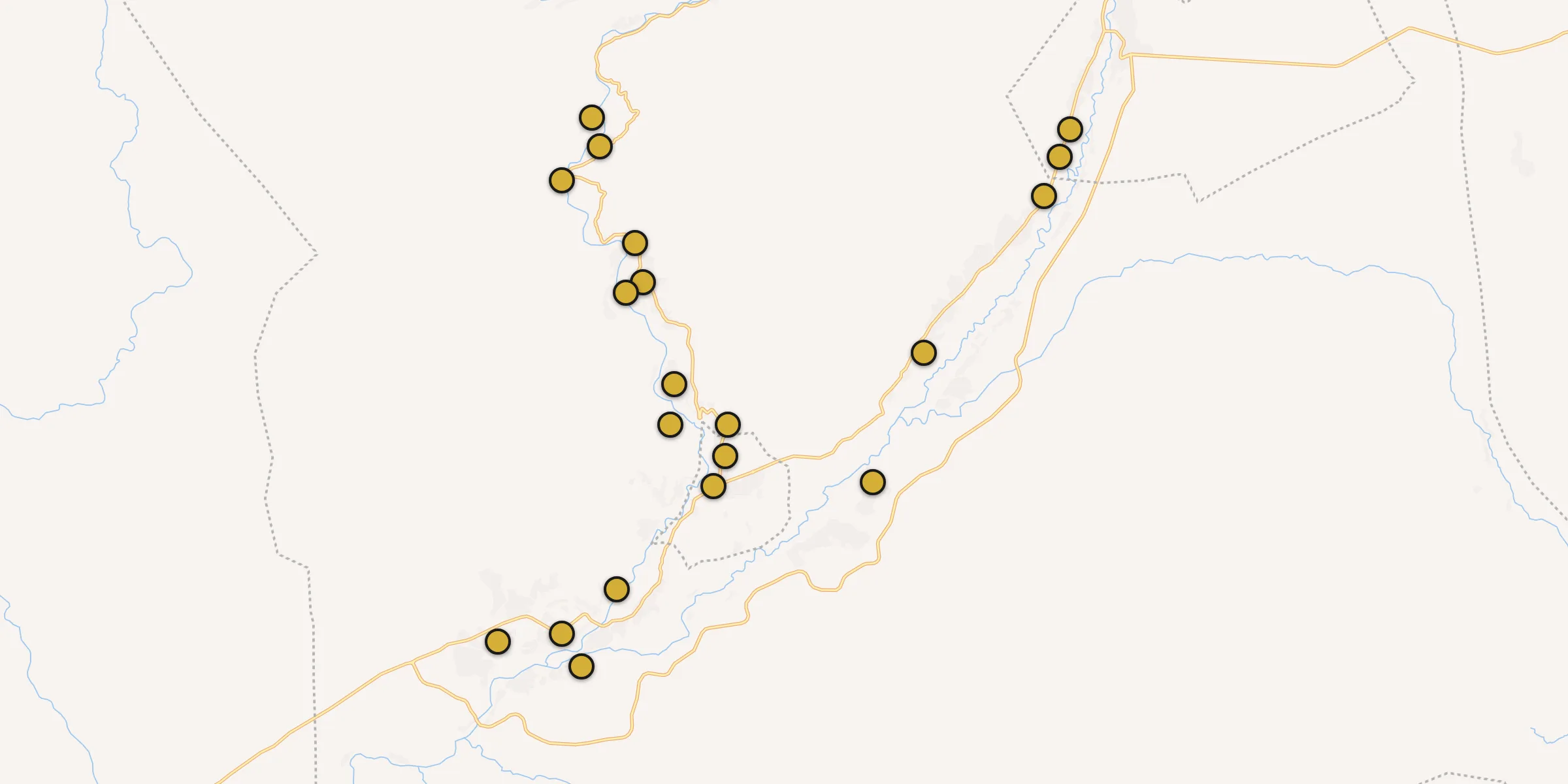 Plan des mosquées à Kelaat Mgouna : cliquez sur un point pour voir la fiche