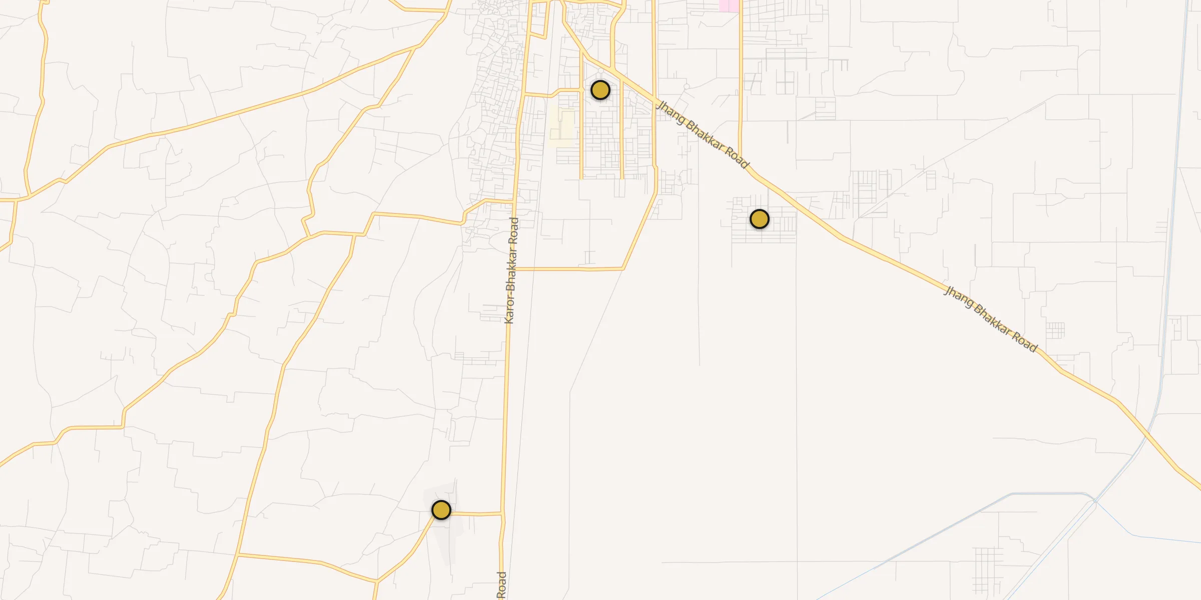 Plan des mosquées à Bhakkar : cliquez sur un point pour voir la fiche