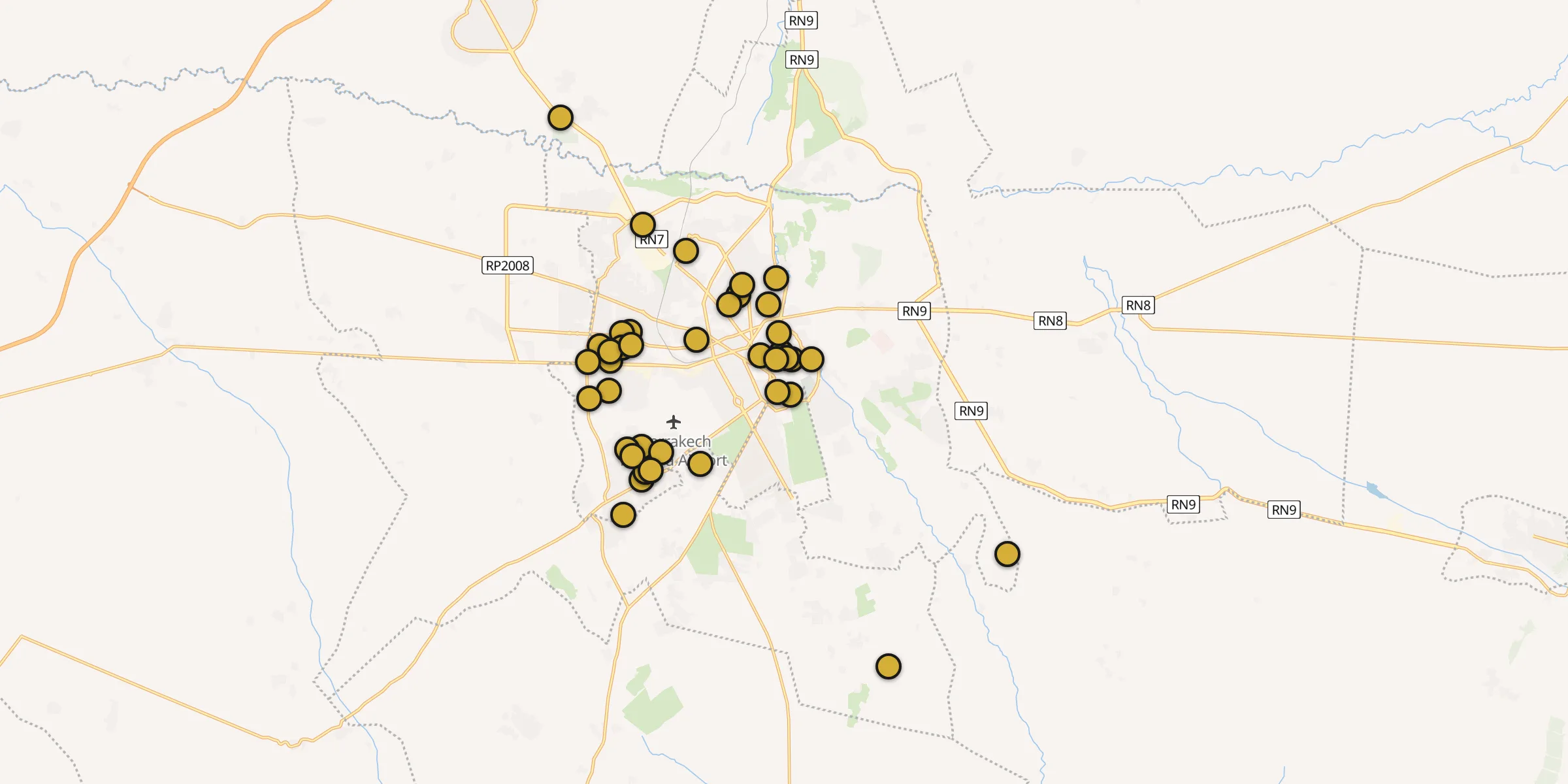 Carte des mosquées à Marrakech