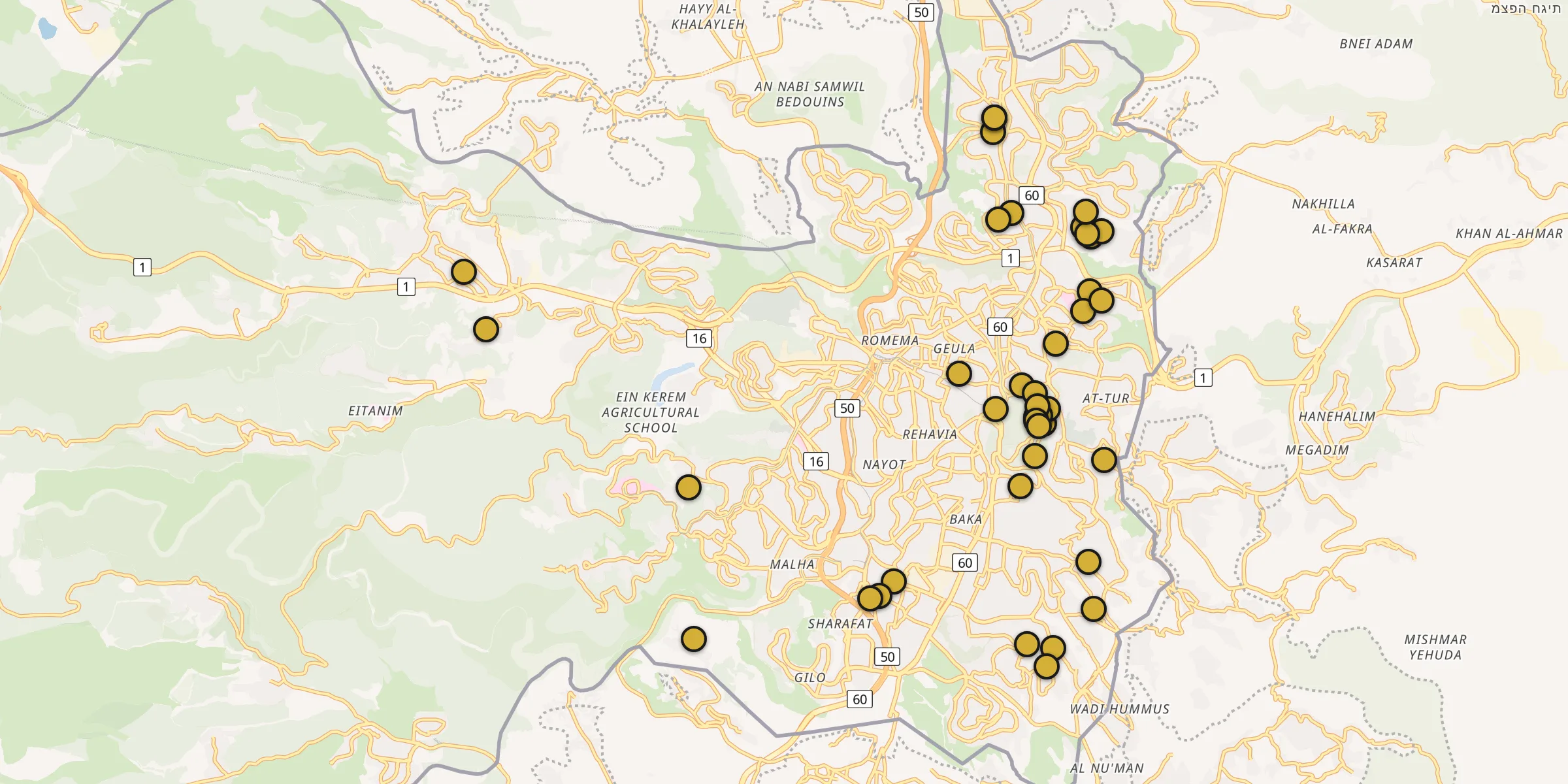 Carte des mosquées à Battir