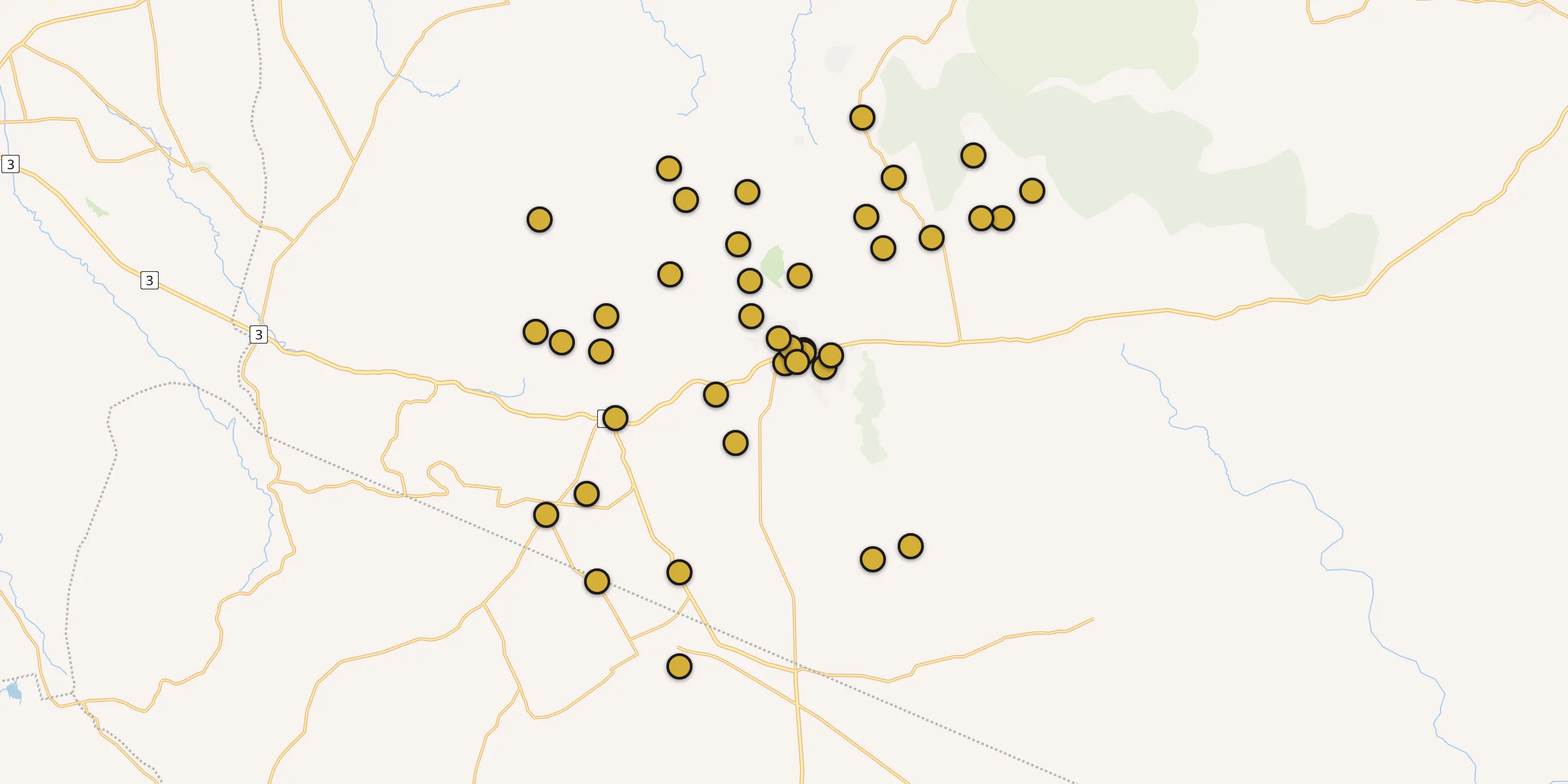 Plan des mosquées à Tarhounah : cliquez sur un point pour voir la fiche