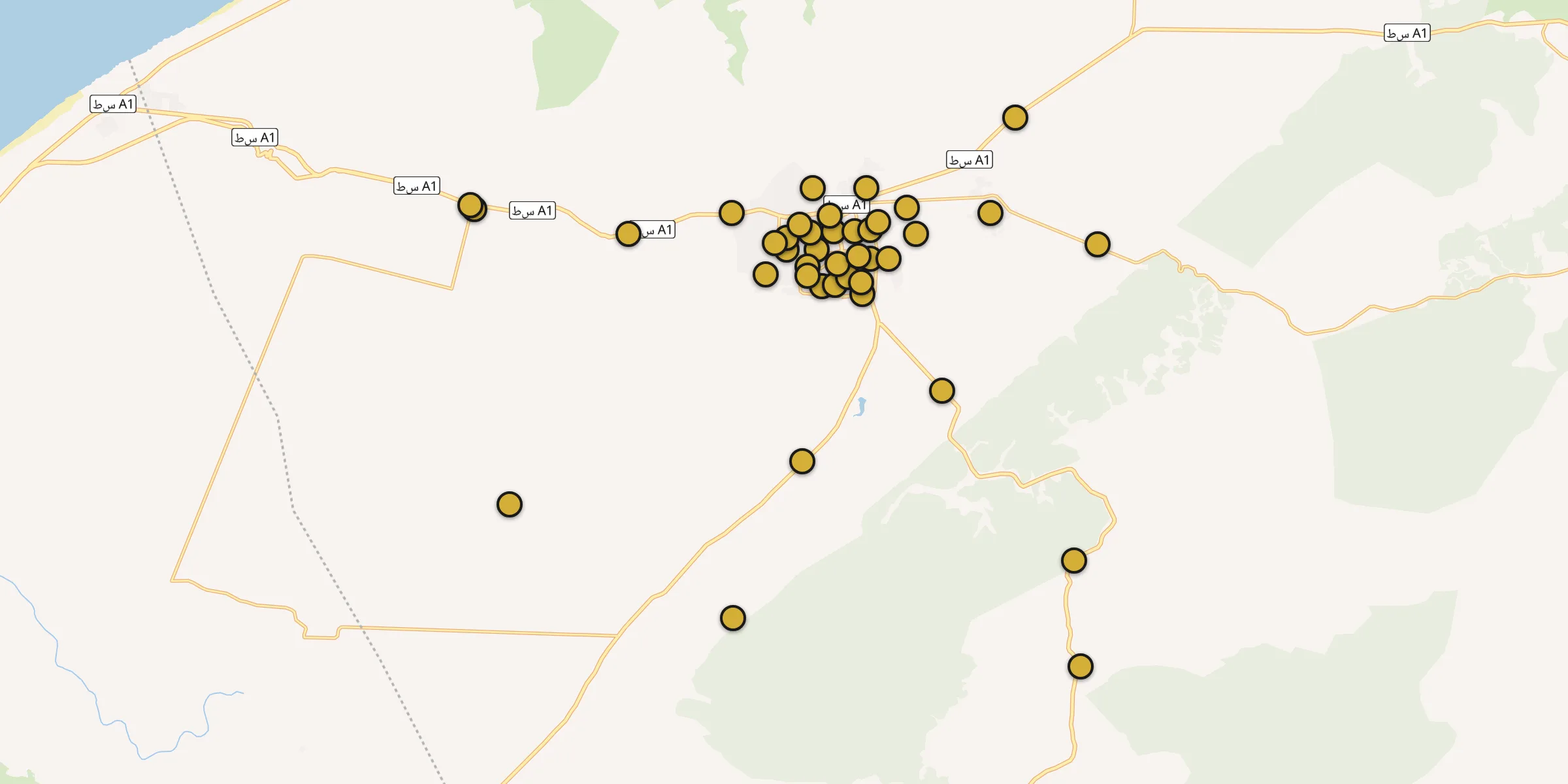 Plan des mosquées à Al Marj : cliquez sur un point pour voir la fiche