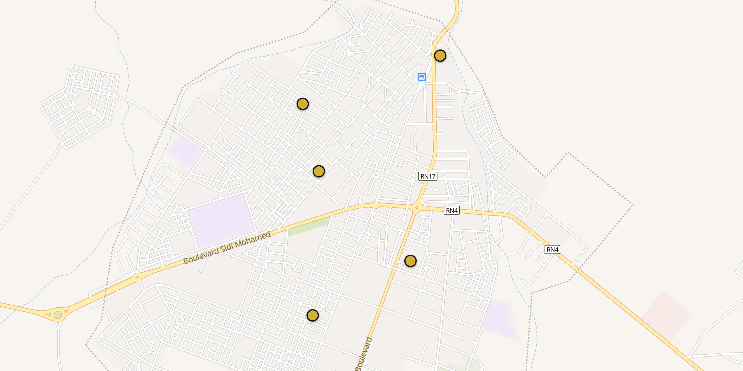 Plan des mosquées à Bouarfa : cliquez sur un point pour voir la fiche