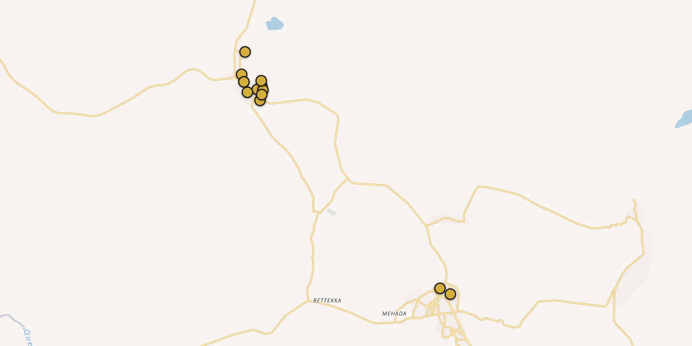Plan des mosquées à El Hadjira : cliquez sur un point pour voir la fiche