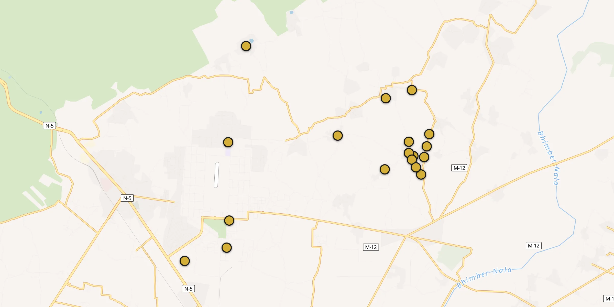 Plan des mosquées à Kharian : cliquez sur un point pour voir la fiche