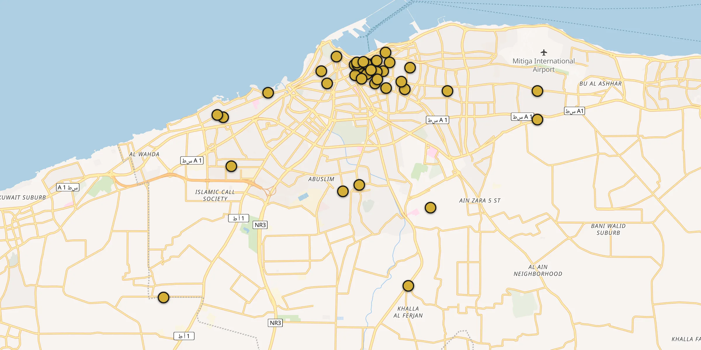 Carte des mosquées à Tripoli