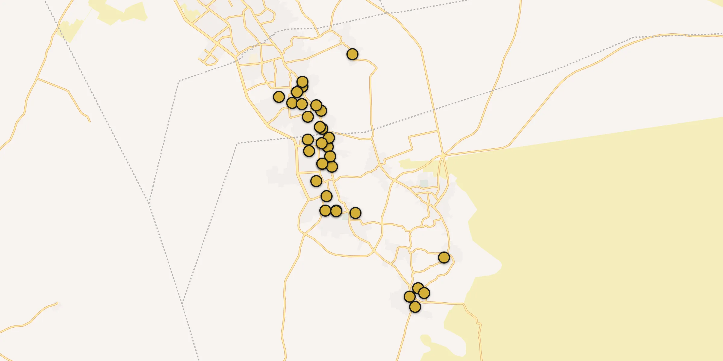 Plan des mosquées à Robbah : cliquez sur un point pour voir la fiche
