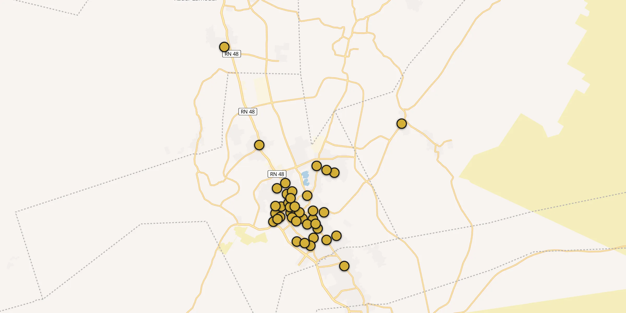Plan des mosquées à Oued Souf : cliquez sur un point pour voir la fiche