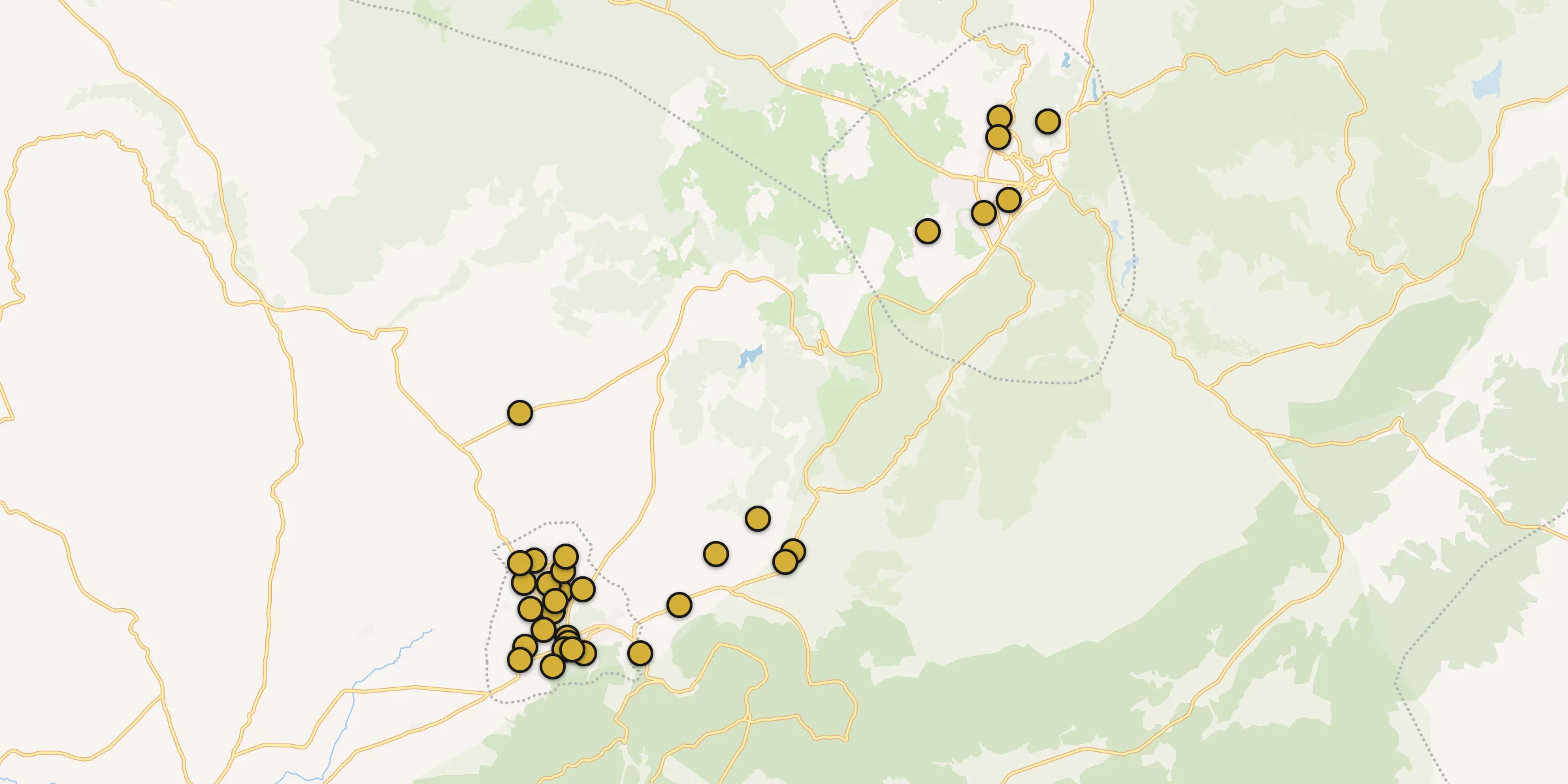 Plan des mosquées à Azrou : cliquez sur un point pour voir la fiche