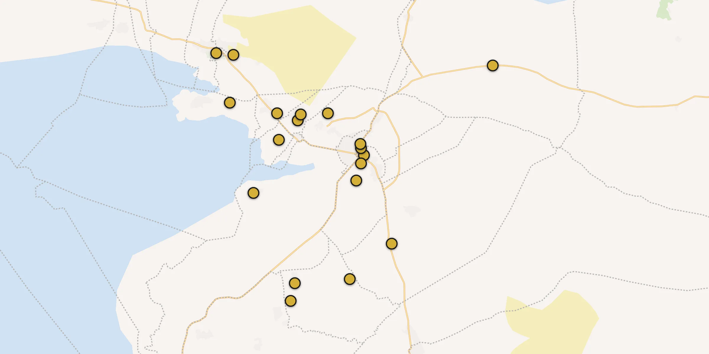 Plan des mosquées à Kebili : cliquez sur un point pour voir la fiche