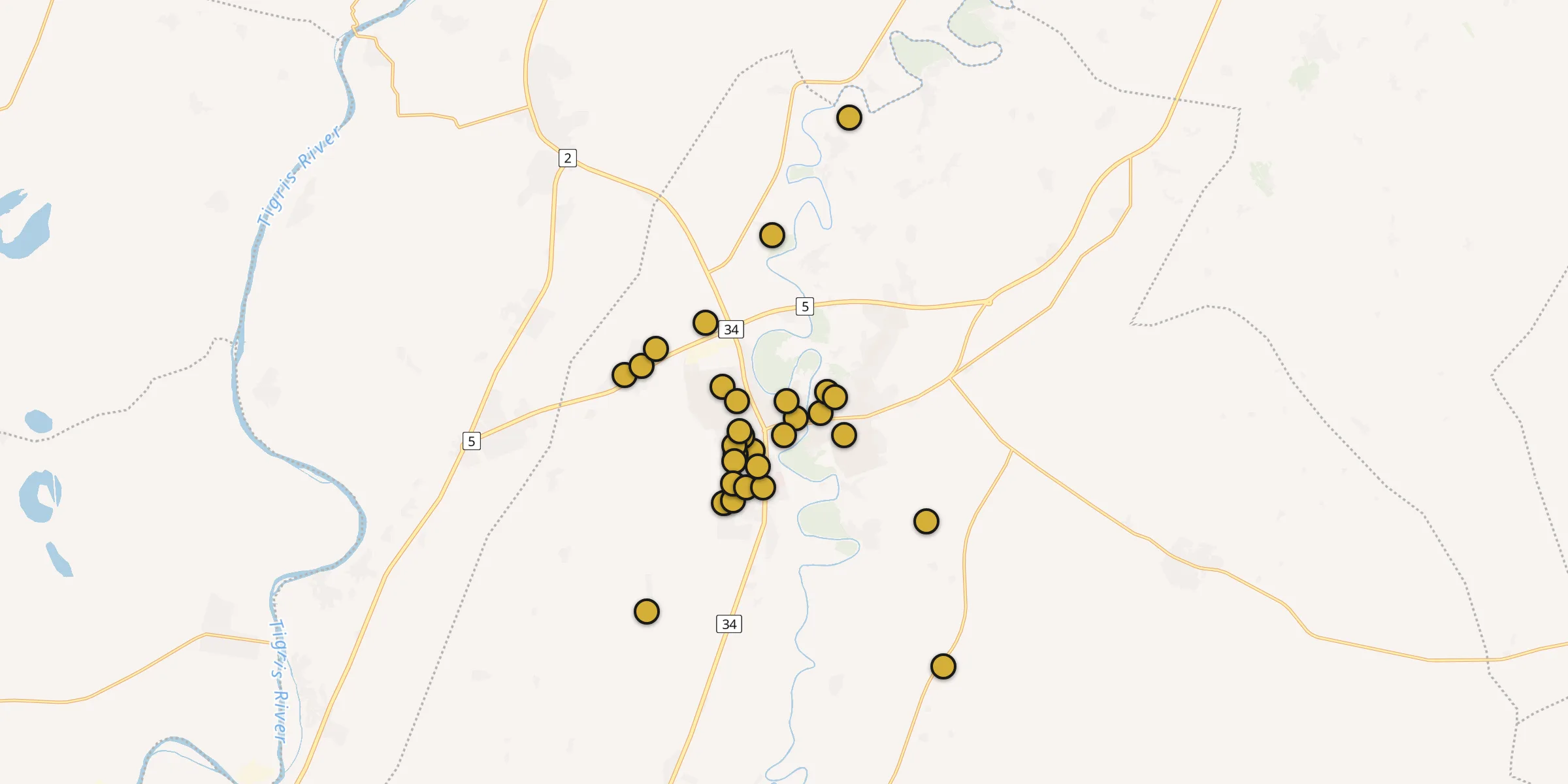 Plan des mosquées à Bakouba : cliquez sur un point pour voir la fiche