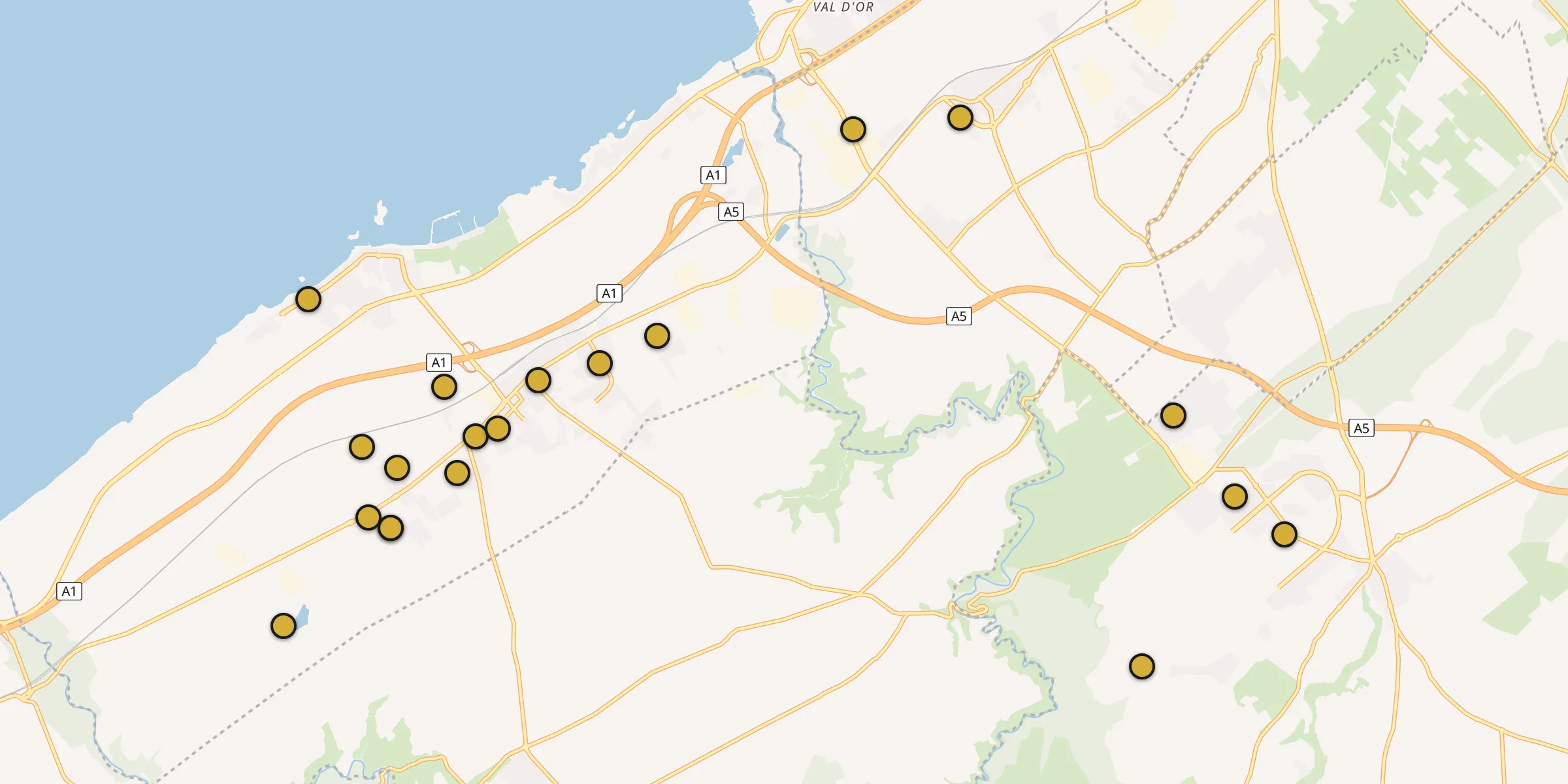 Plan des mosquées à Skhirate : cliquez sur un point pour voir la fiche