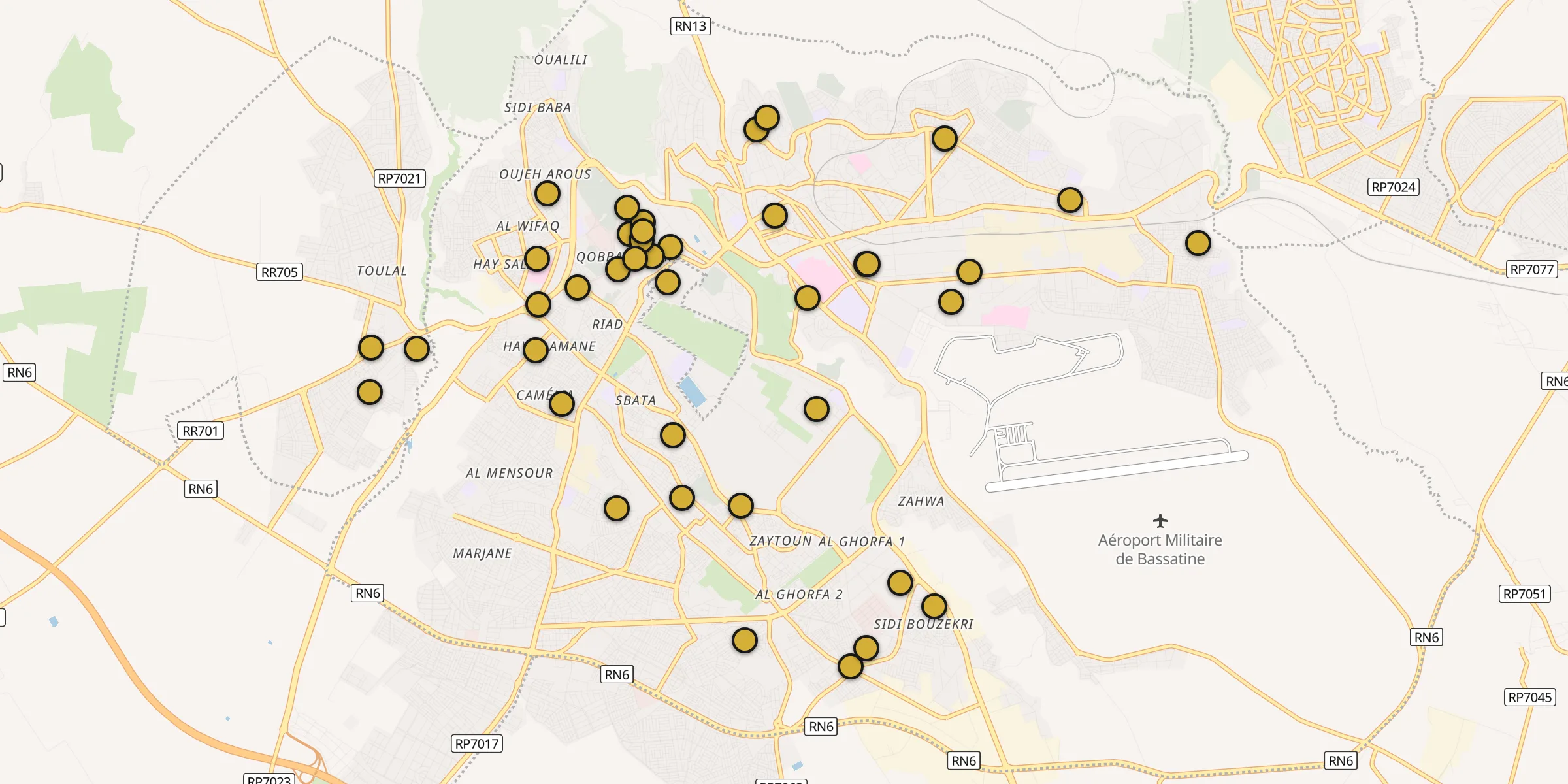 Carte des mosquées à Meknès