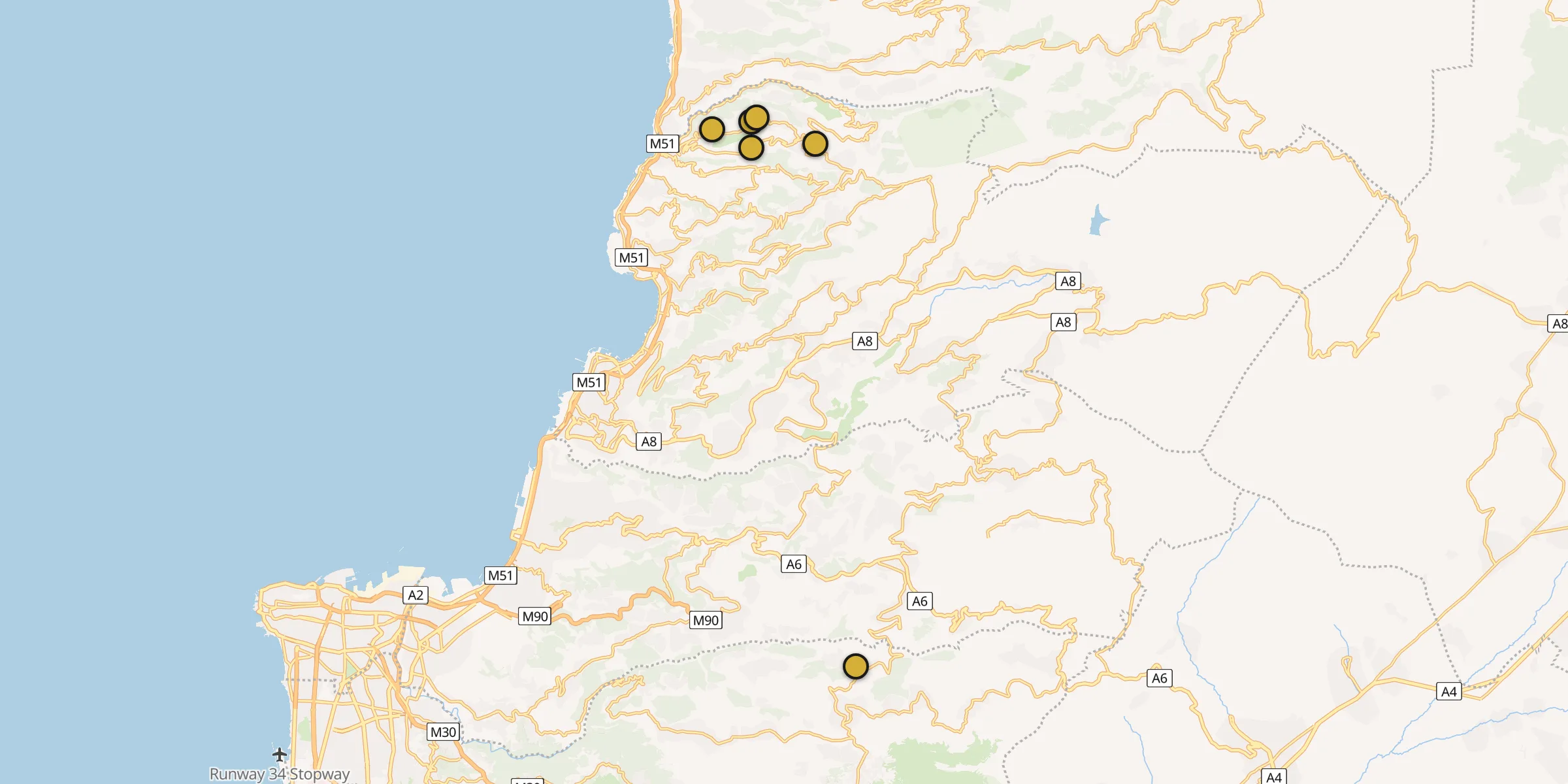 Plan des mosquées à Jounieh : cliquez sur un point pour voir la fiche