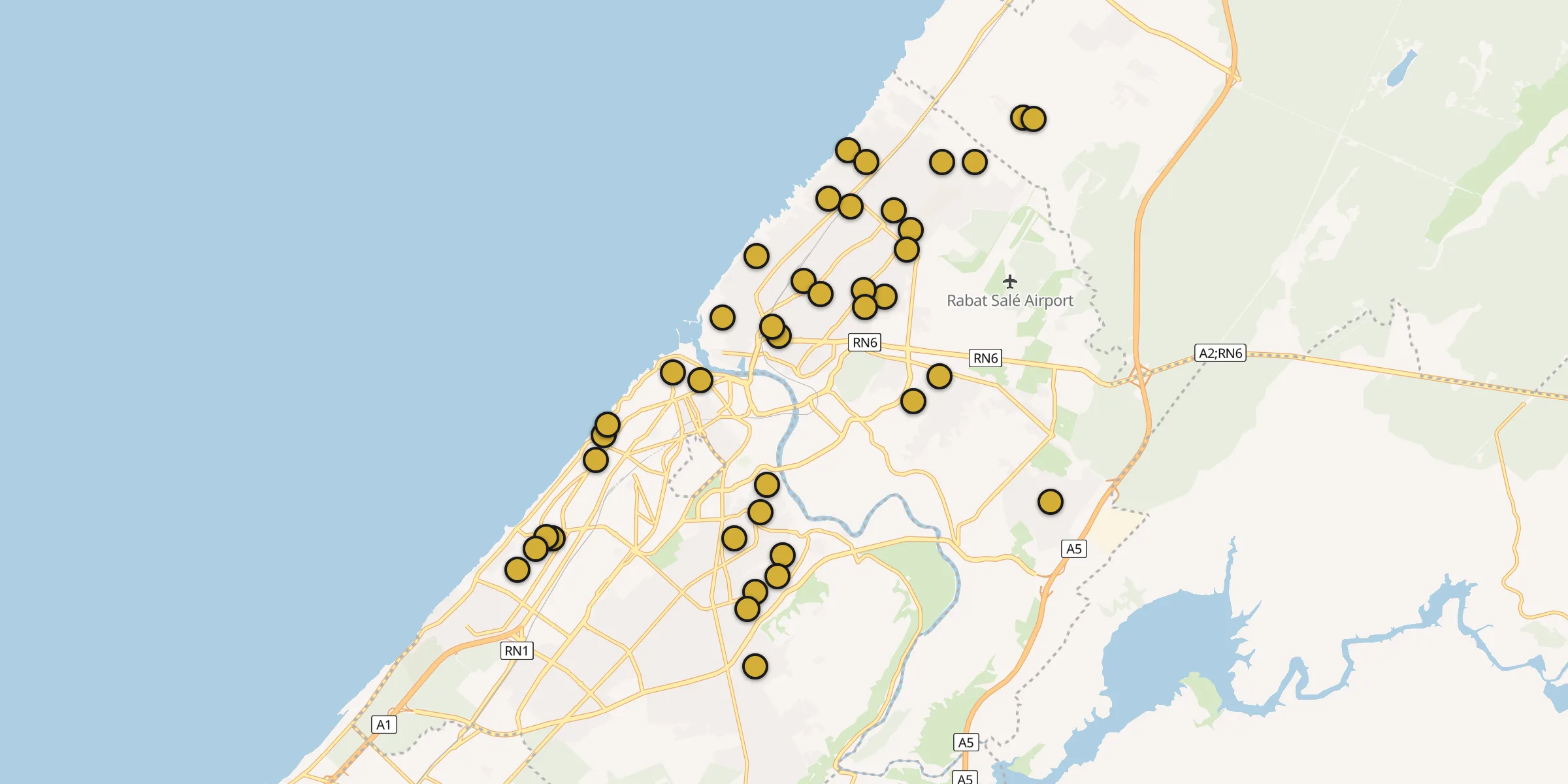 Carte des mosquées à Rabat