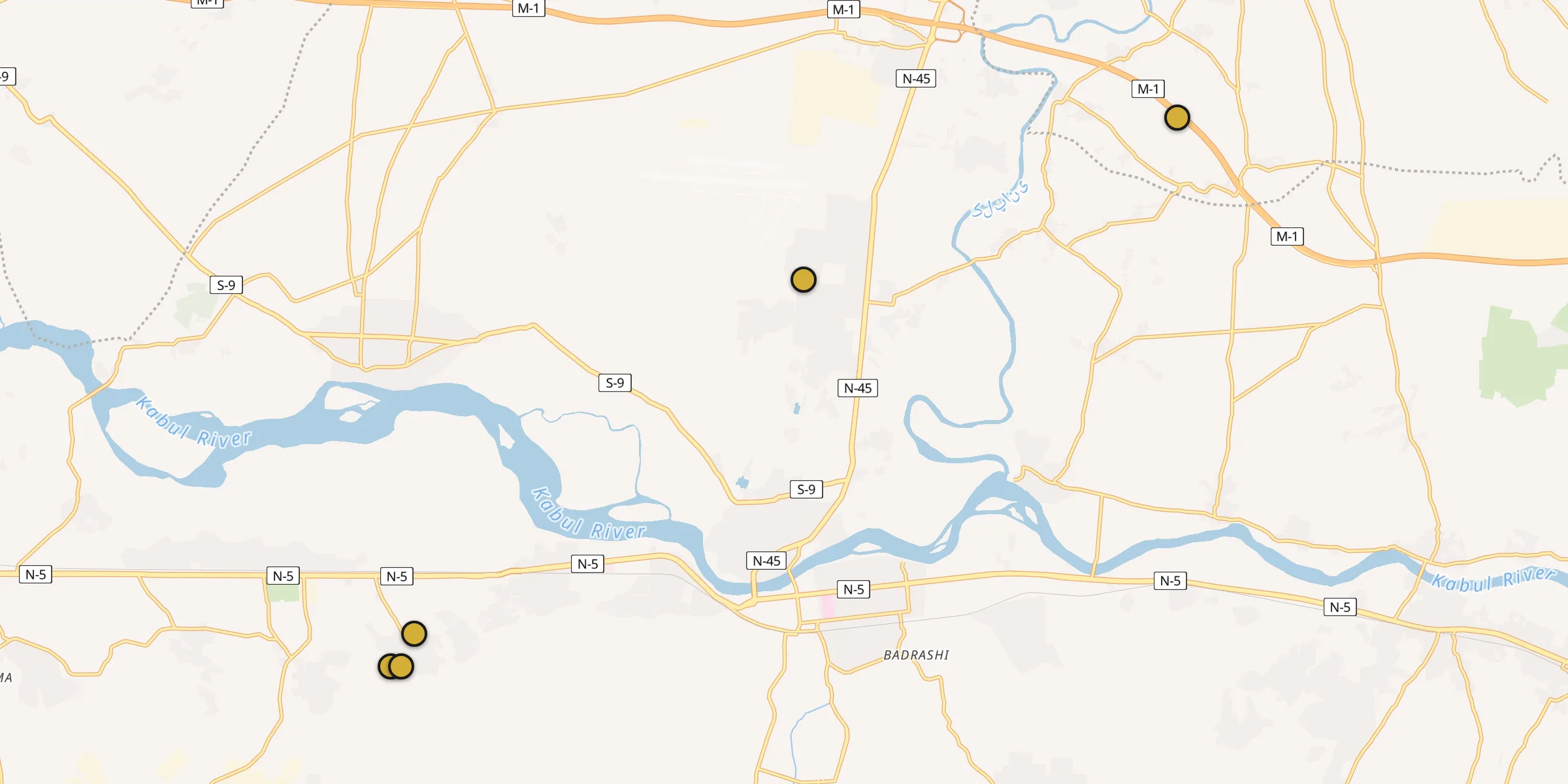Plan des mosquées à Nowshera : cliquez sur un point pour voir la fiche