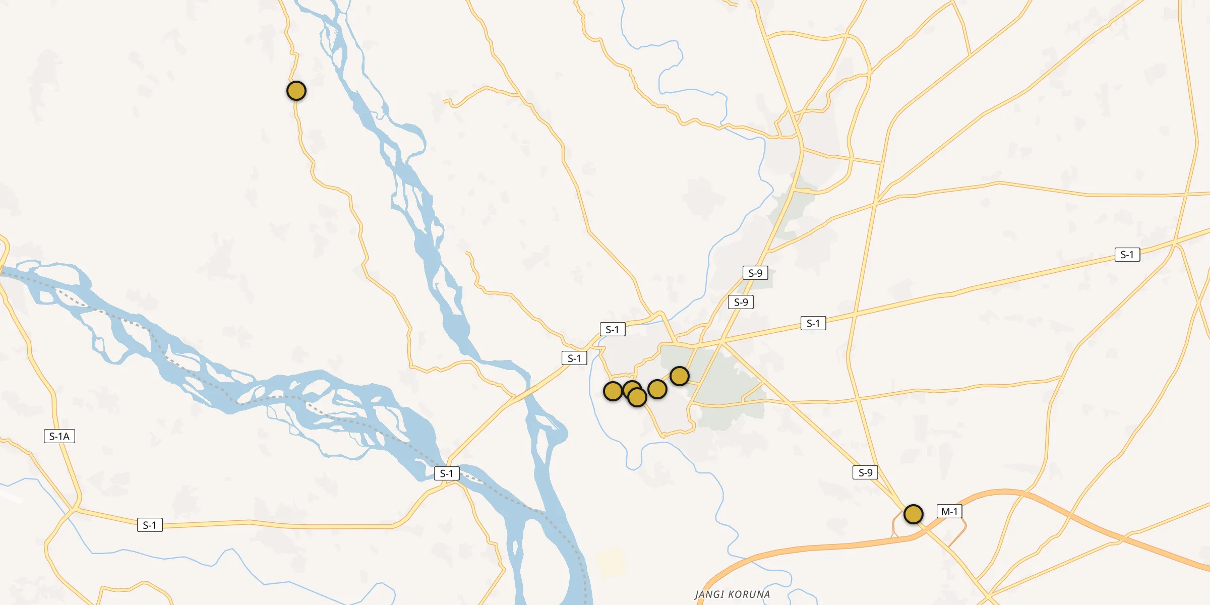Plan des mosquées à Charsadda : cliquez sur un point pour voir la fiche
