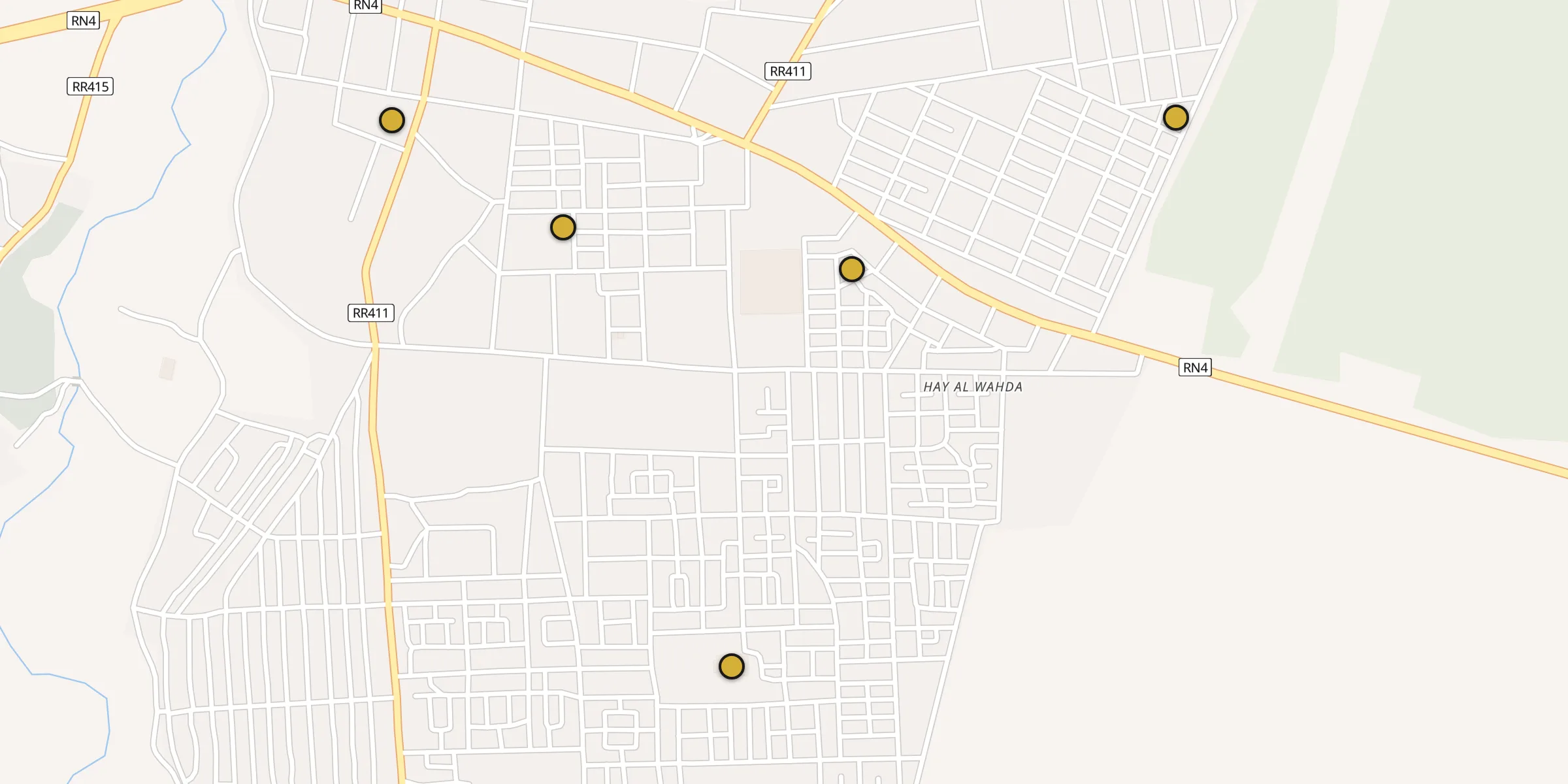 Plan des mosquées à Sidi Yahia El Gharb : cliquez sur un point pour voir la fiche