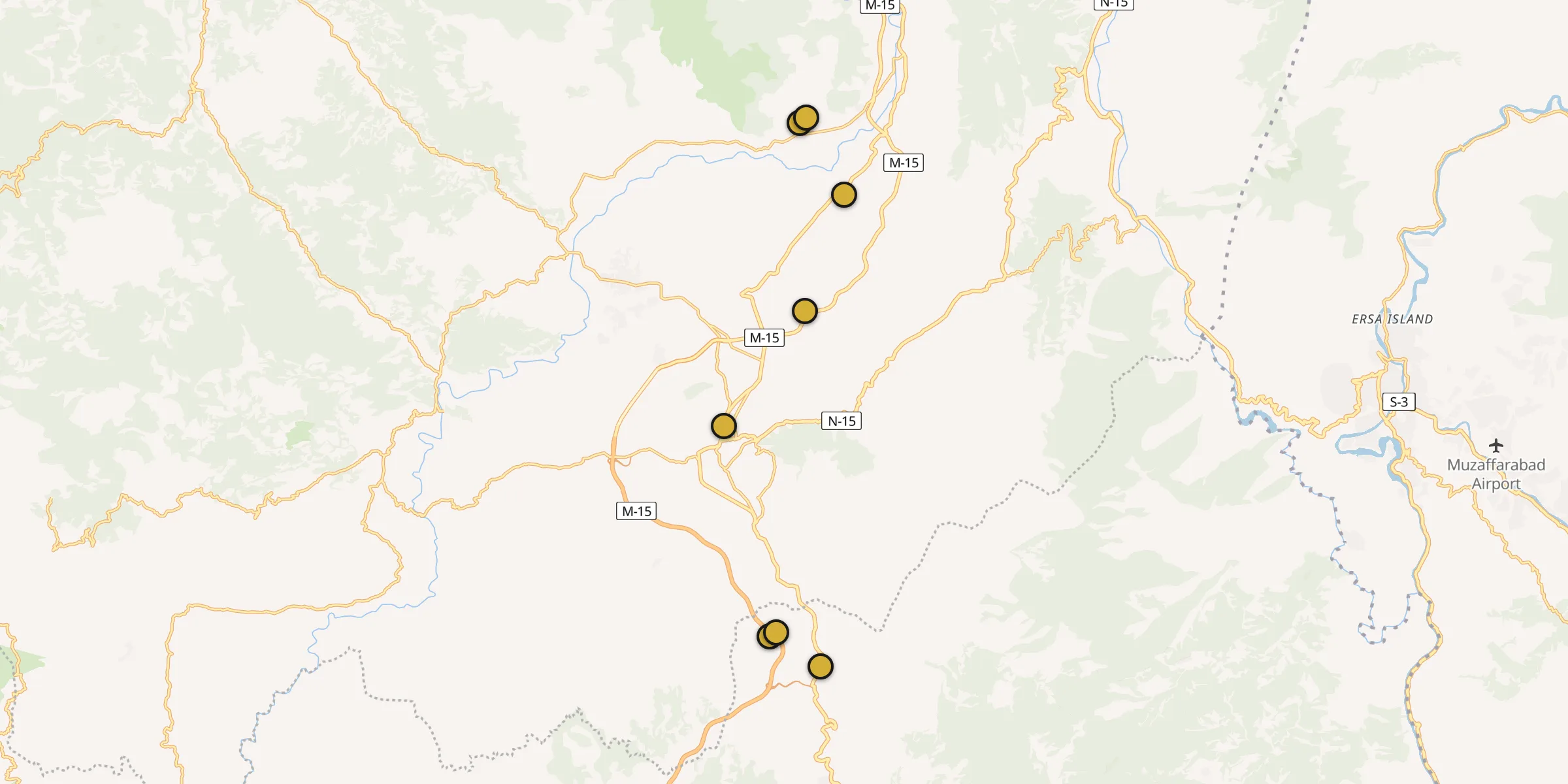 Plan des mosquées à Mansehra : cliquez sur un point pour voir la fiche