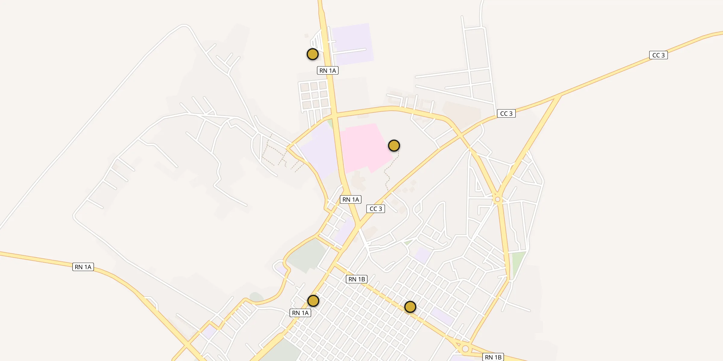 Plan des mosquées à El Idrissia : cliquez sur un point pour voir la fiche