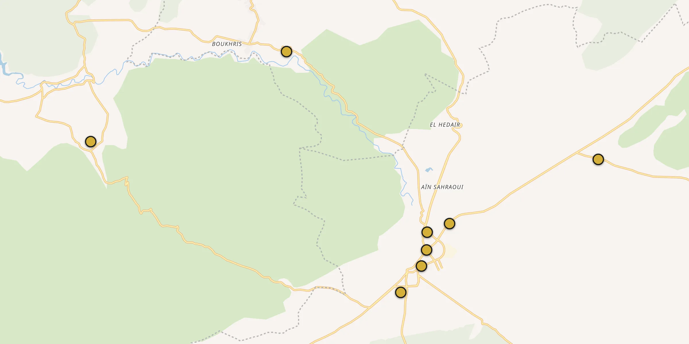 Plan des mosquées à Sebdou : cliquez sur un point pour voir la fiche