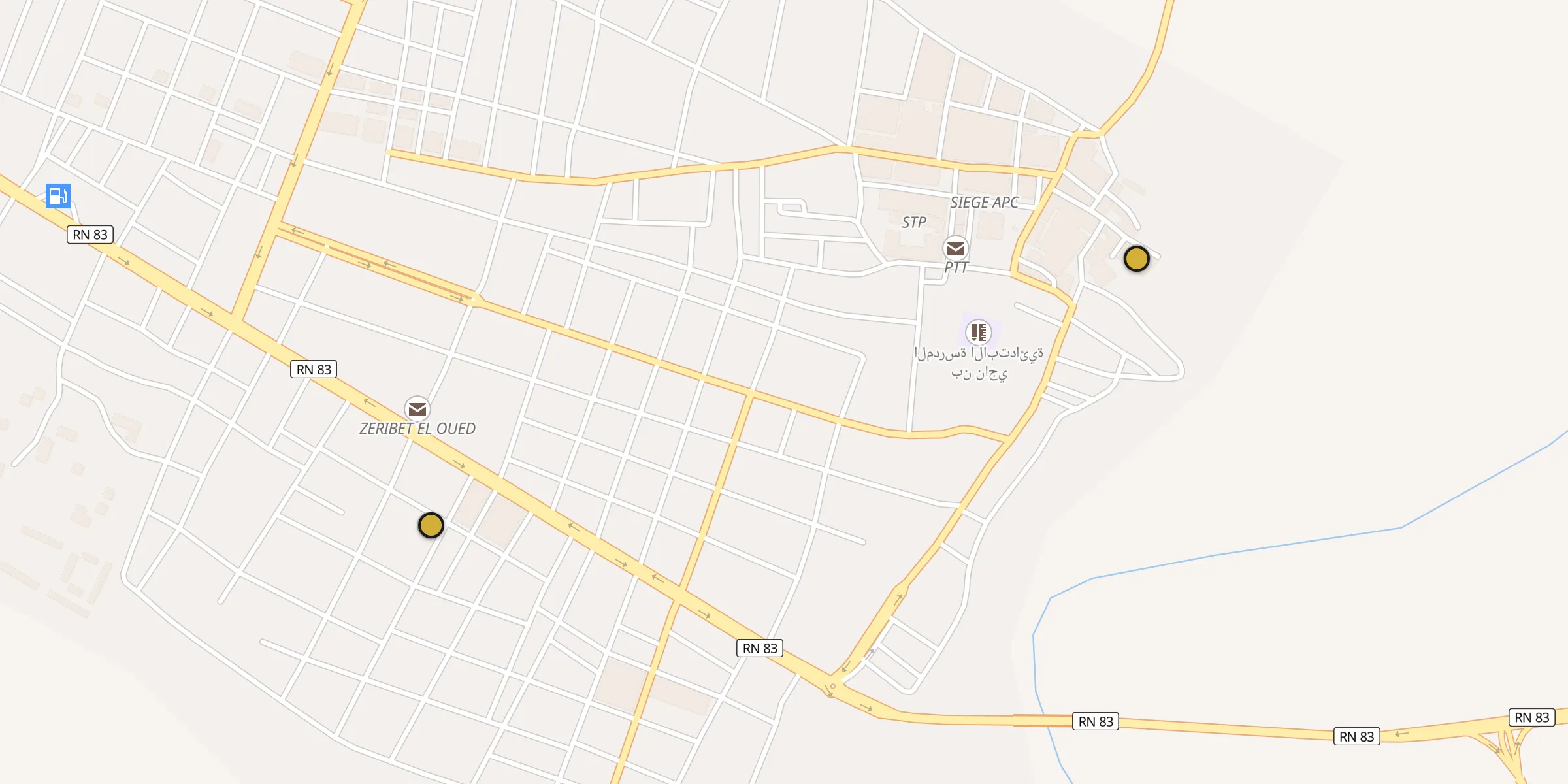 Plan des mosquées à Zeribet el Oued : cliquez sur un point pour voir la fiche