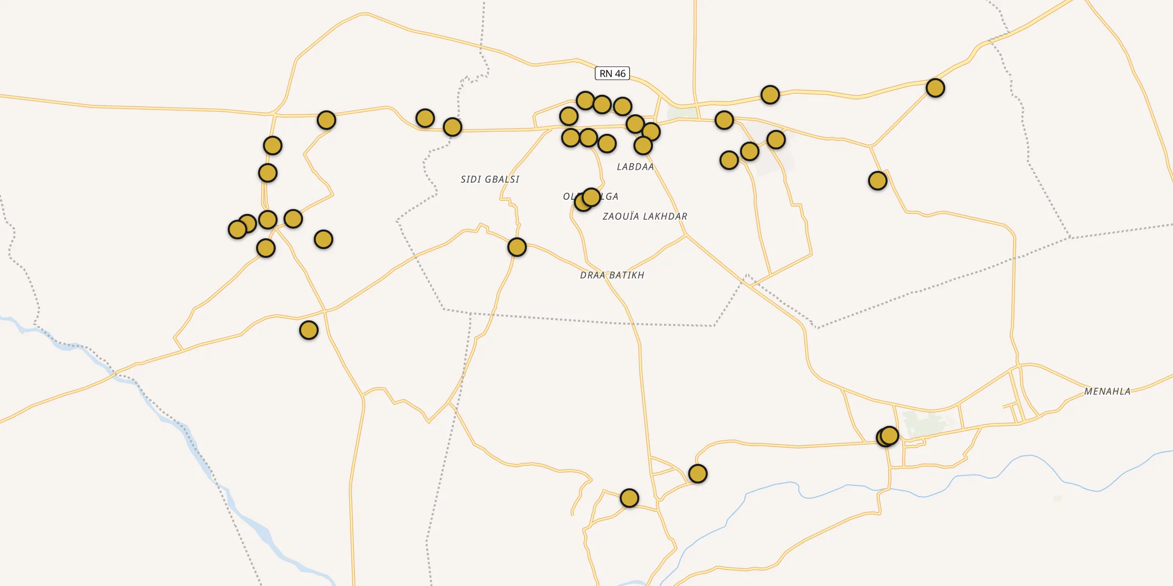 Plan des mosquées à Tolga : cliquez sur un point pour voir la fiche