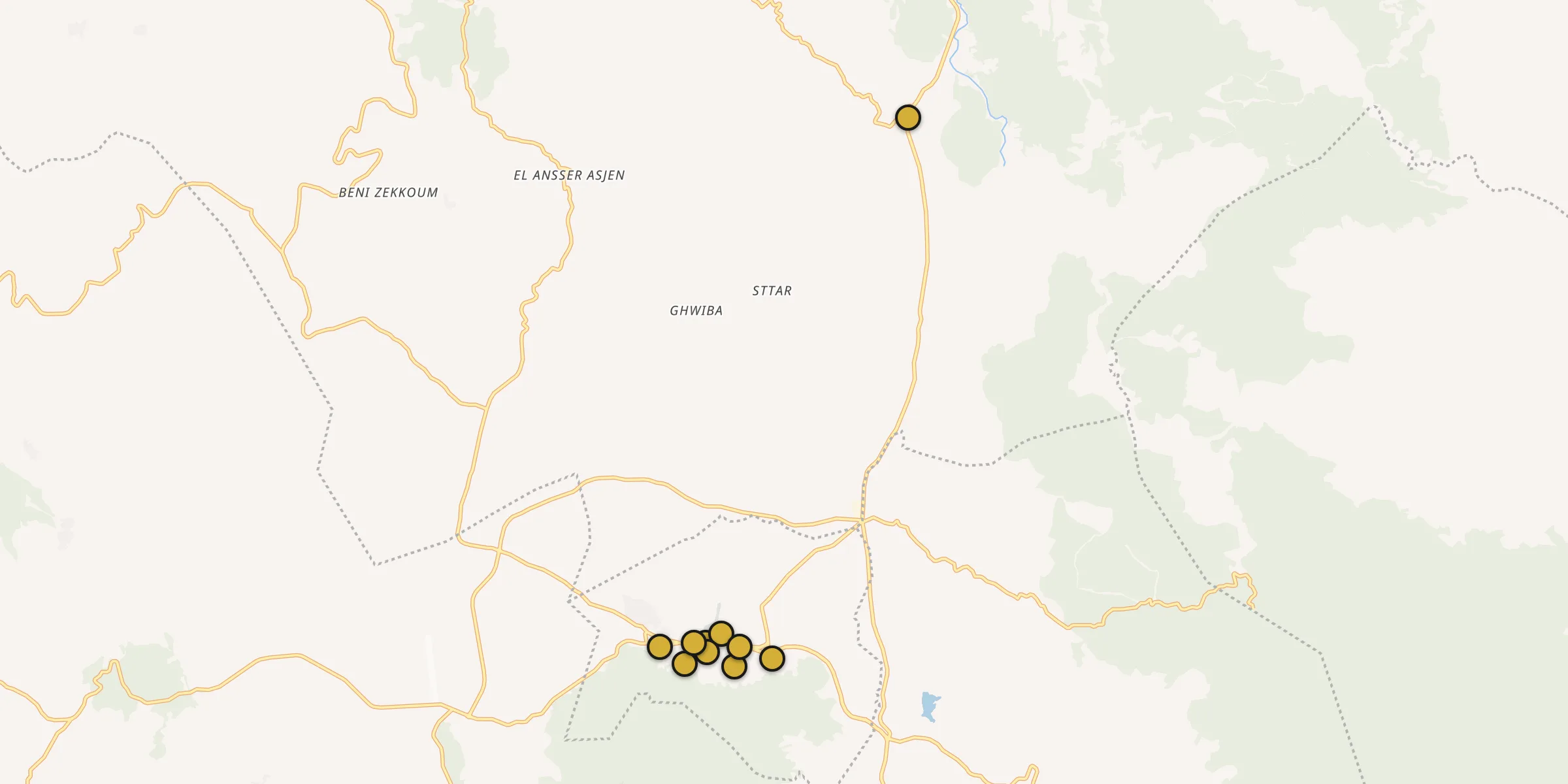 Plan des mosquées à Ouezzane : cliquez sur un point pour voir la fiche