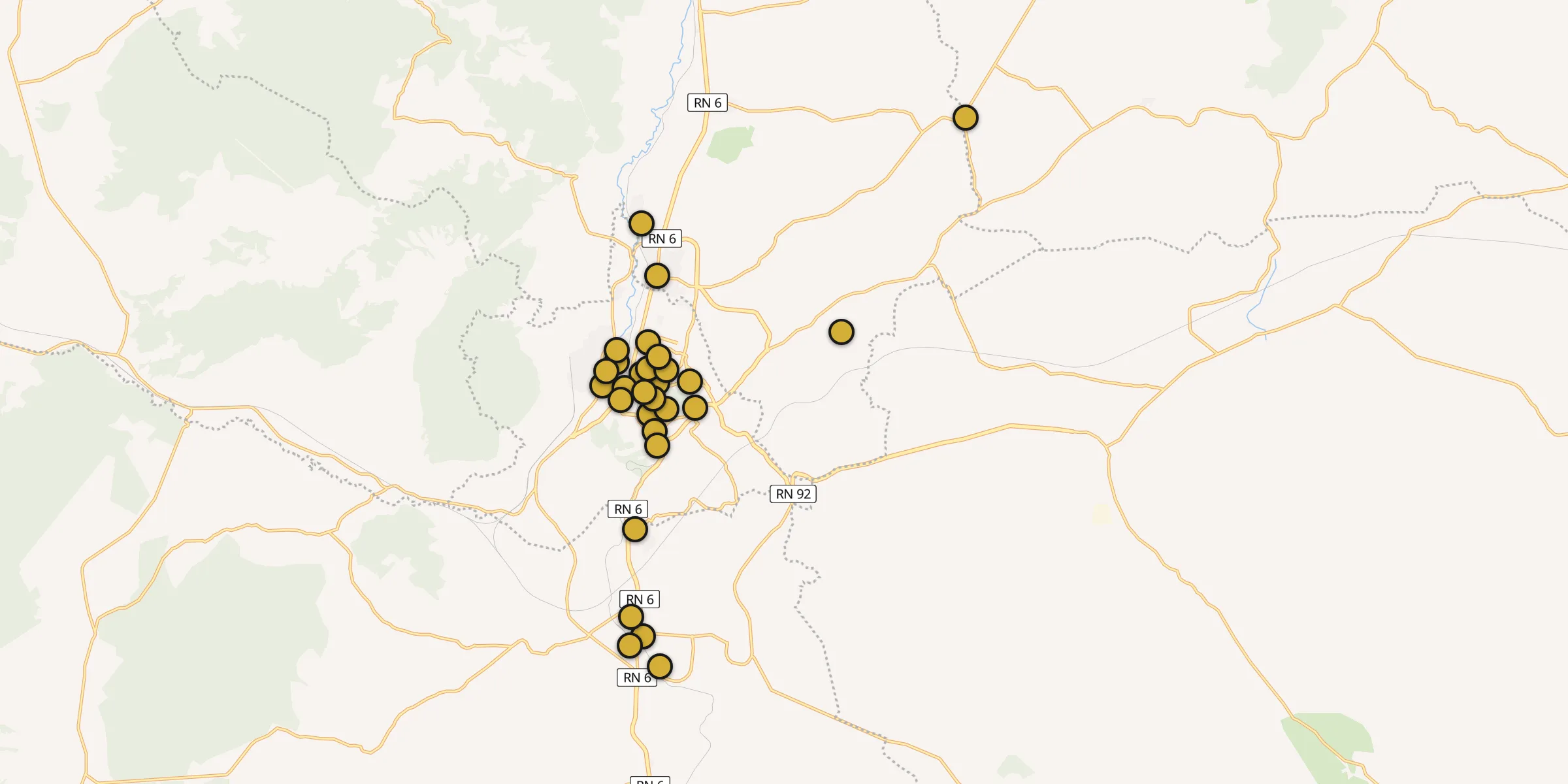 Plan des mosquées à Saïda : cliquez sur un point pour voir la fiche
