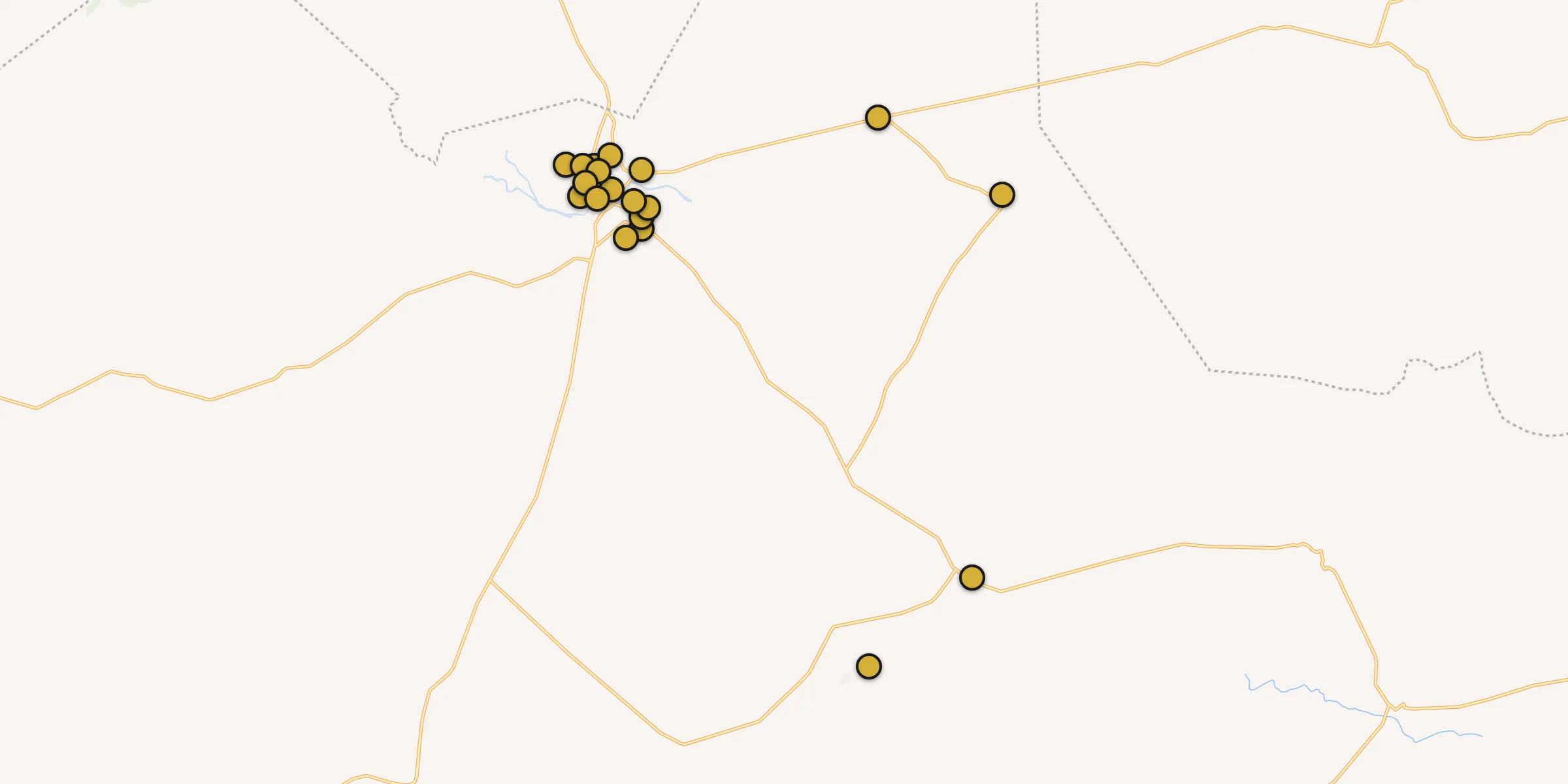 Plan des mosquées à ’Aïn el Melh : cliquez sur un point pour voir la fiche