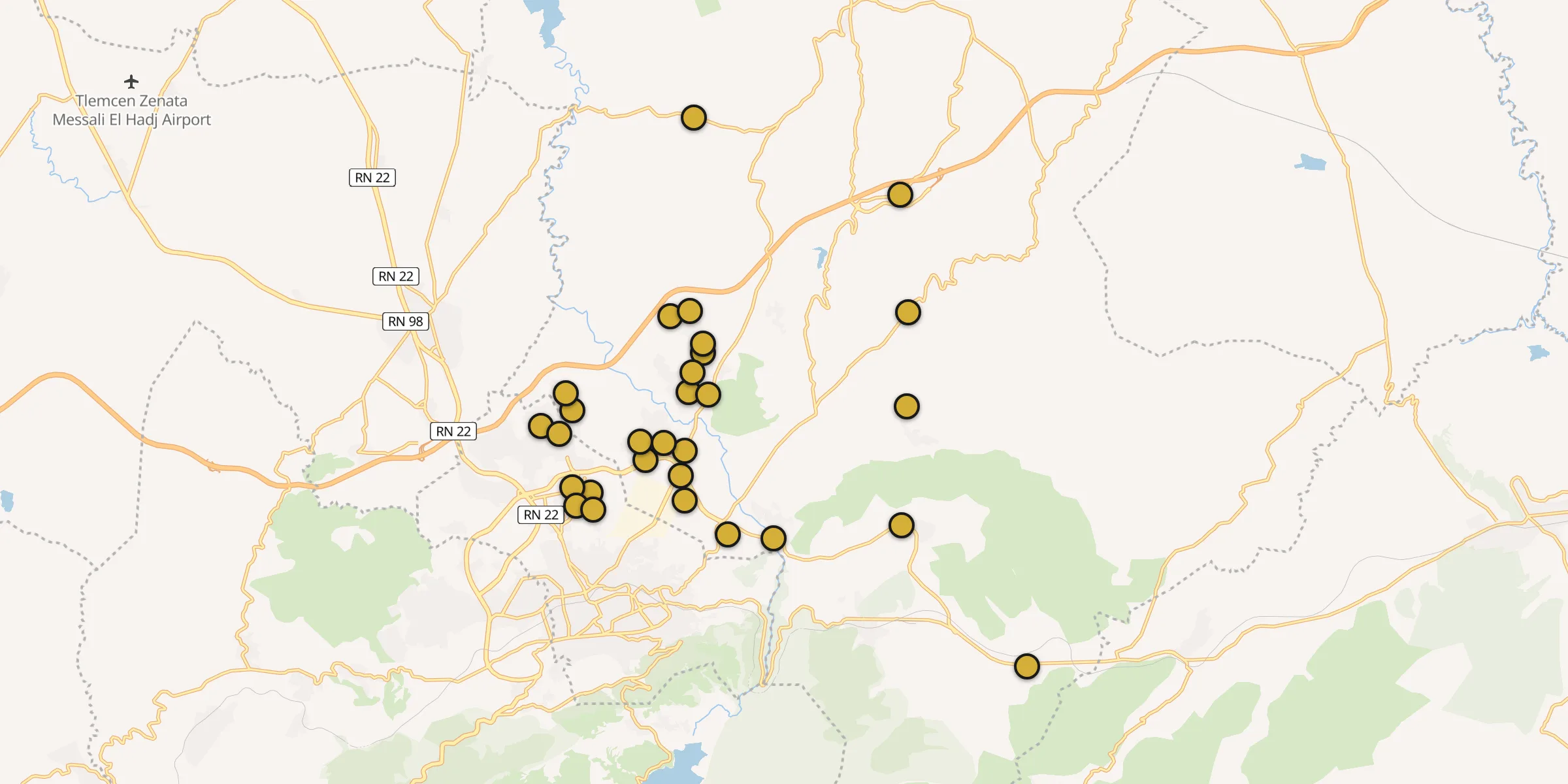 Plan des mosquées à Chetouane : cliquez sur un point pour voir la fiche