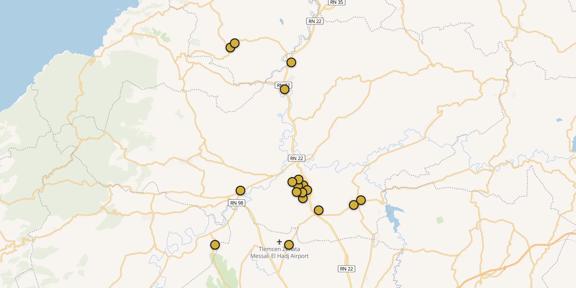 Plan des mosquées à Remchi : cliquez sur un point pour voir la fiche