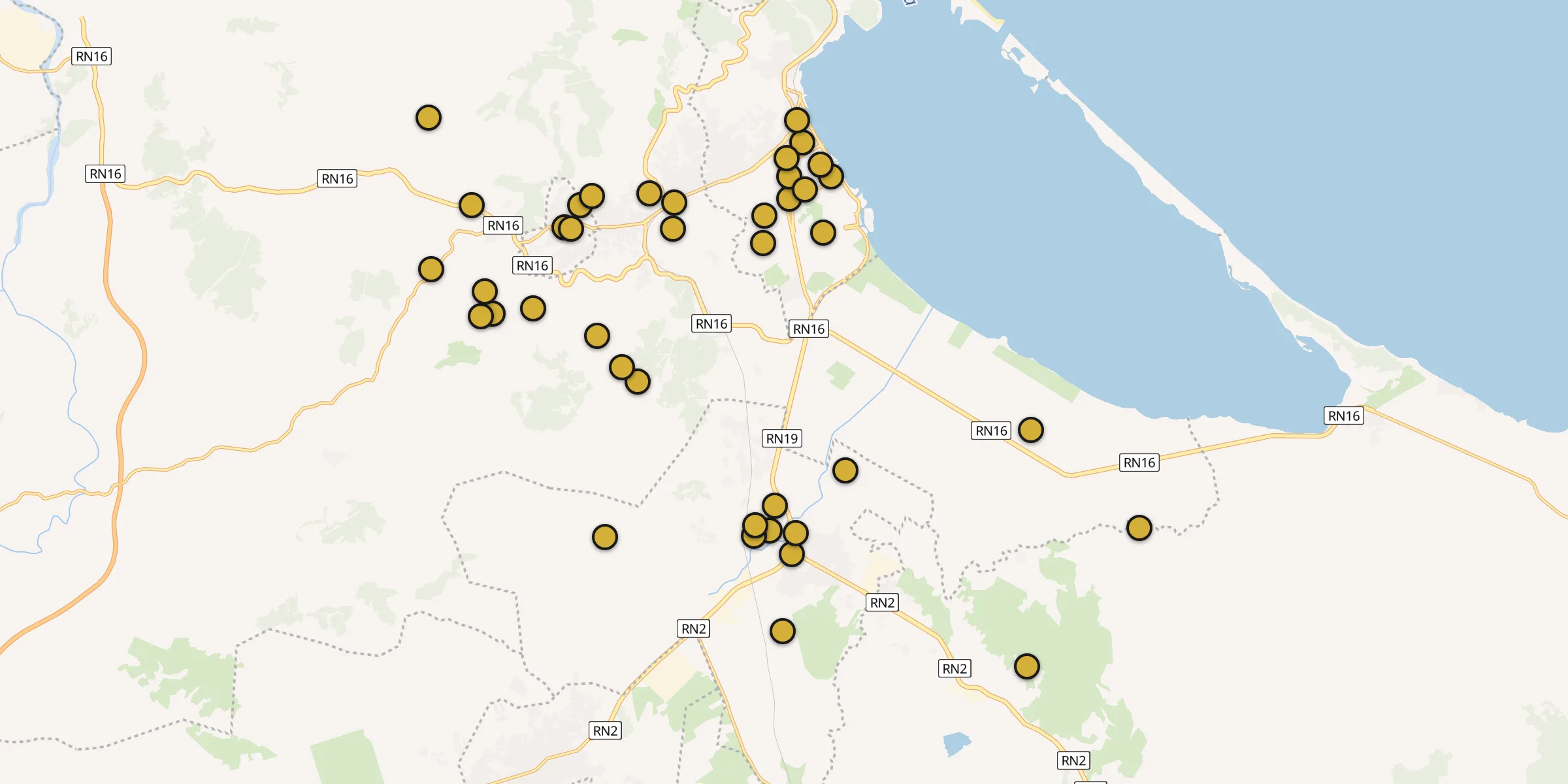 Plan des mosquées à Selouane : cliquez sur un point pour voir la fiche